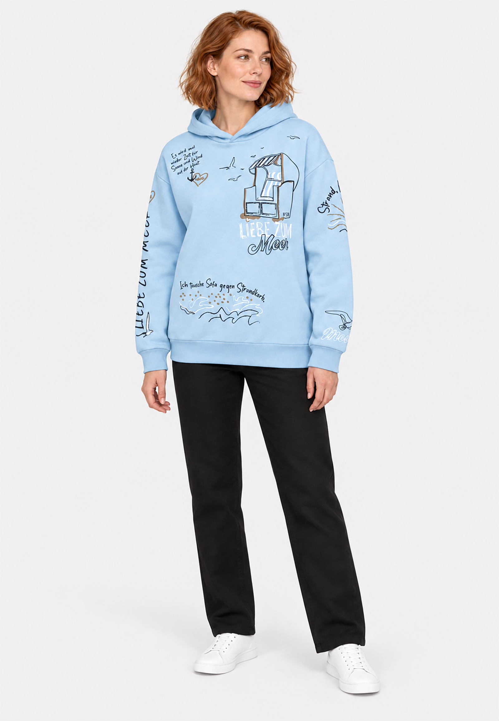 Kapuzenpullover Rippbündchen Motivprint Eingriffstasche Kapuzenpullover Rippbündchen Motivprint Eingriffstasche