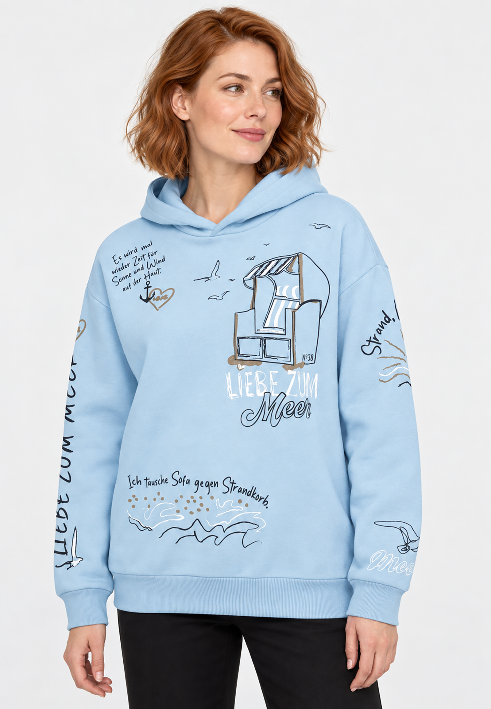 Kapuzenpullover Rippbündchen Motivprint Eingriffstasche Kapuzenpullover Rippbündchen Motivprint Eingriffstasche