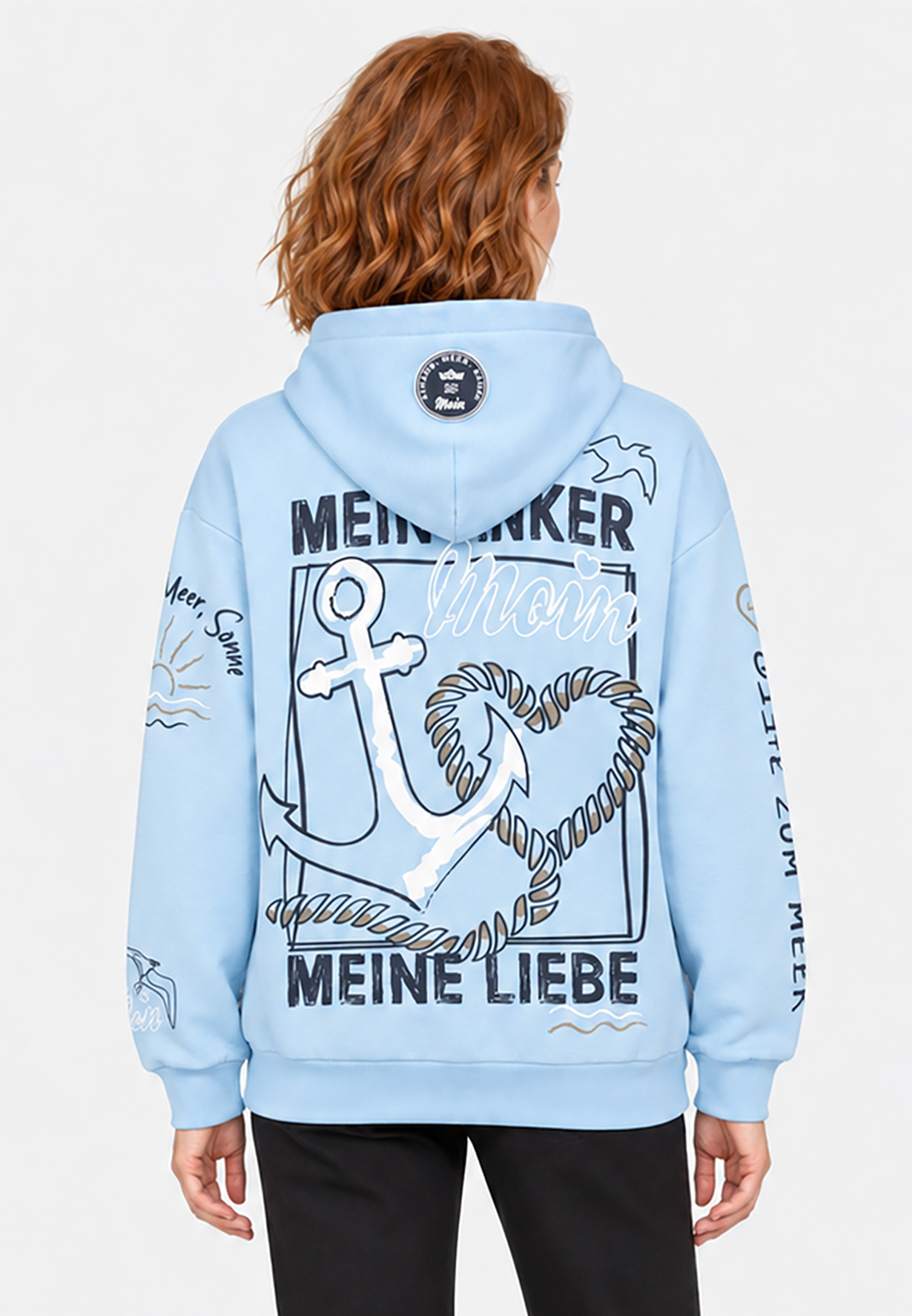 Kapuzenpullover Rippbündchen Motivprint Eingriffstasche Kapuzenpullover Rippbündchen Motivprint Eingriffstasche
