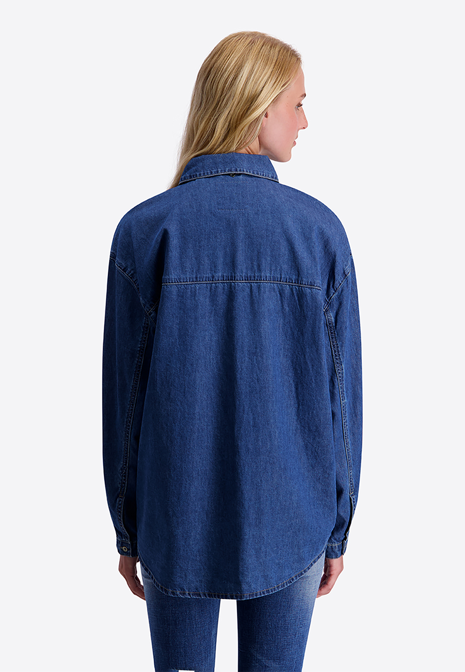 Jeansbluse Hemdkragen Knopfleiste Brusttasche Loose Fit Jeansbluse Hemdkragen Knopfleiste Brusttasche Loose Fit