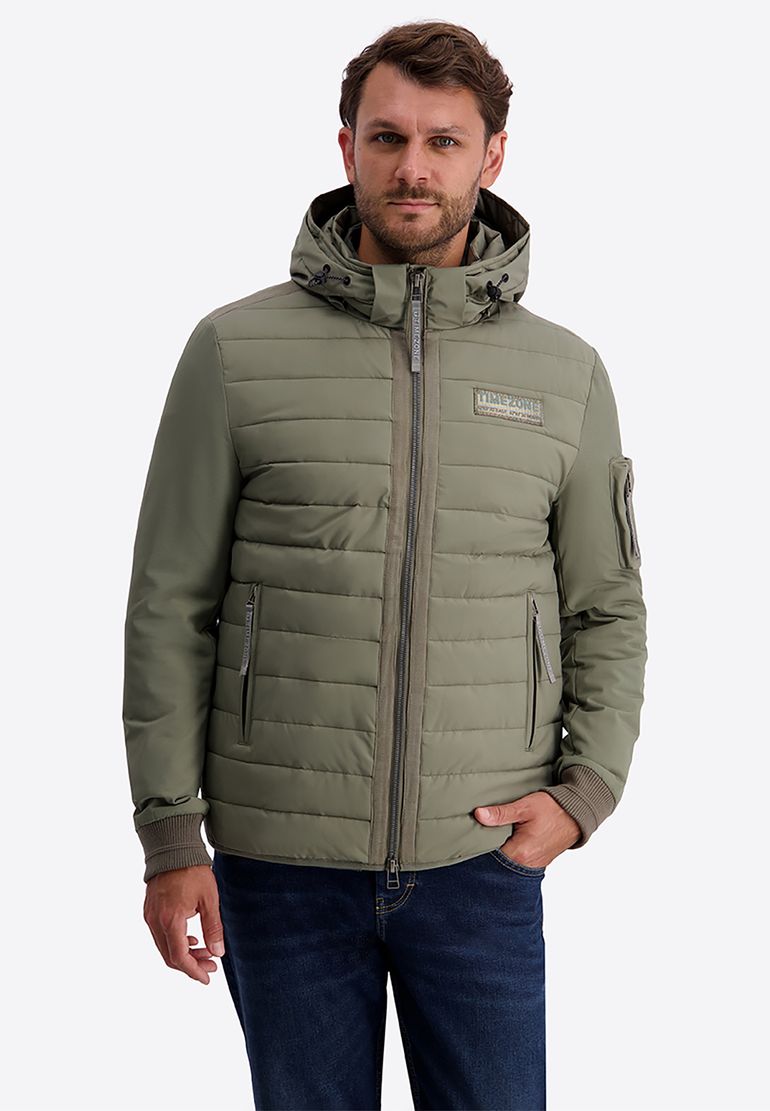 Timezone Timezone Winterjacke Steppoptik Kapuze Stehkragen Regular Fit – Olive, Bild 1