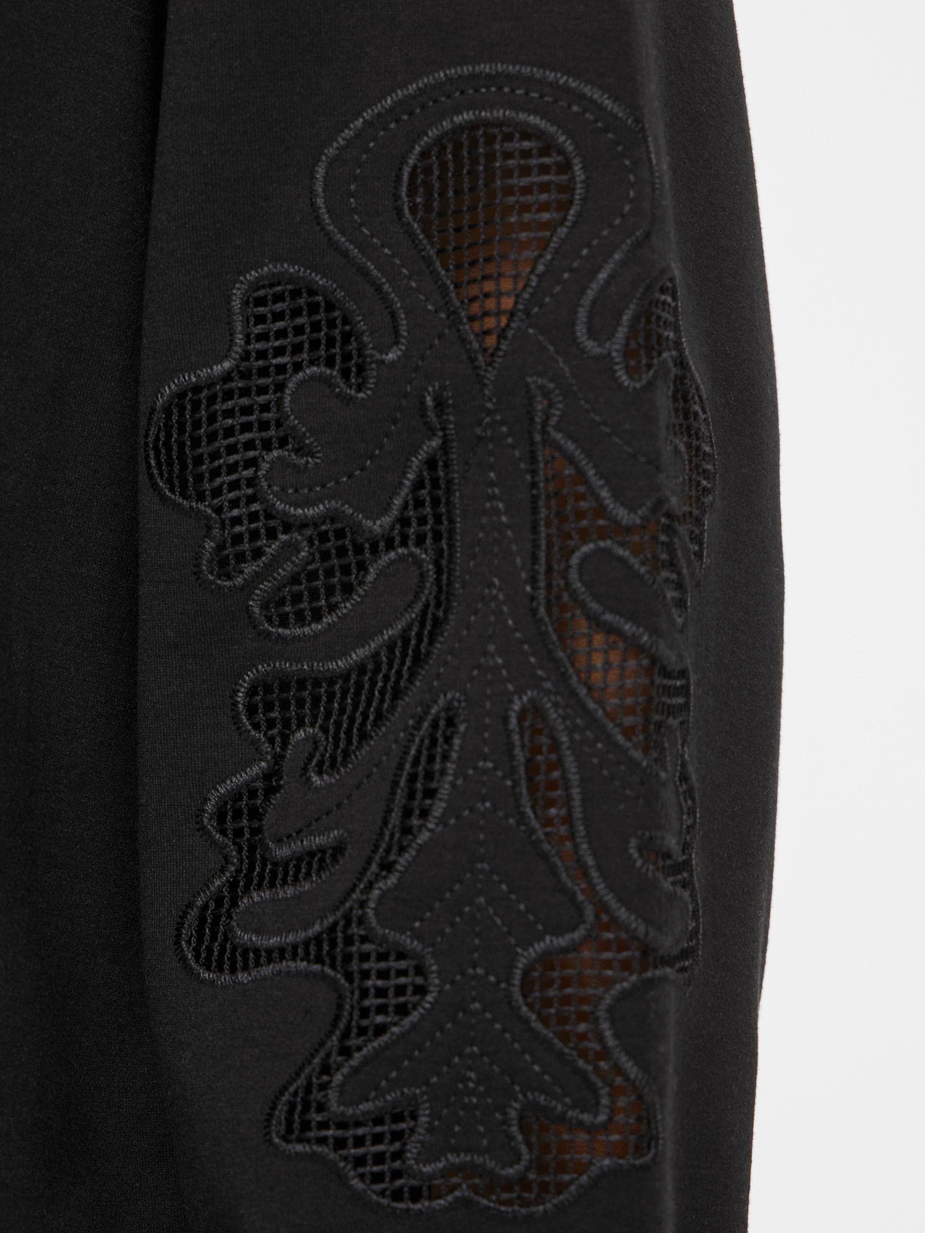 14119112_5210646_5.jpg Sweatshirt Rundhals Spitzendetails Ärmelbündchen Langarm