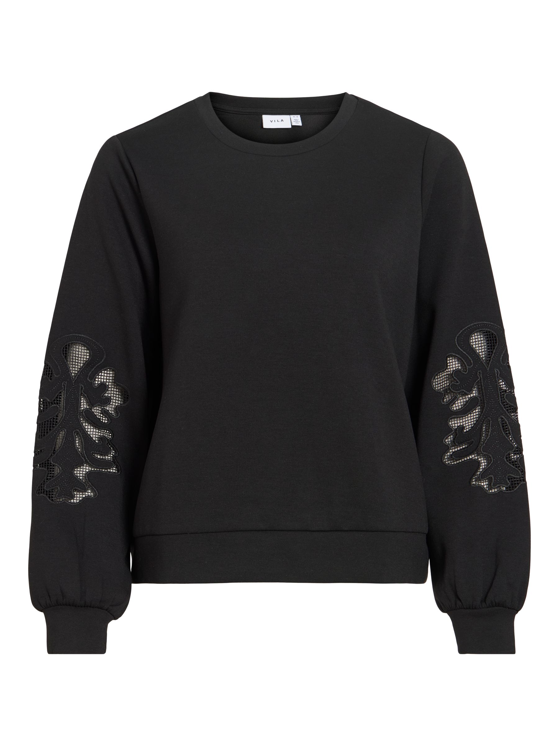 14119112_5210646.jpg Sweatshirt Rundhals Spitzendetails Ärmelbündchen Langarm
