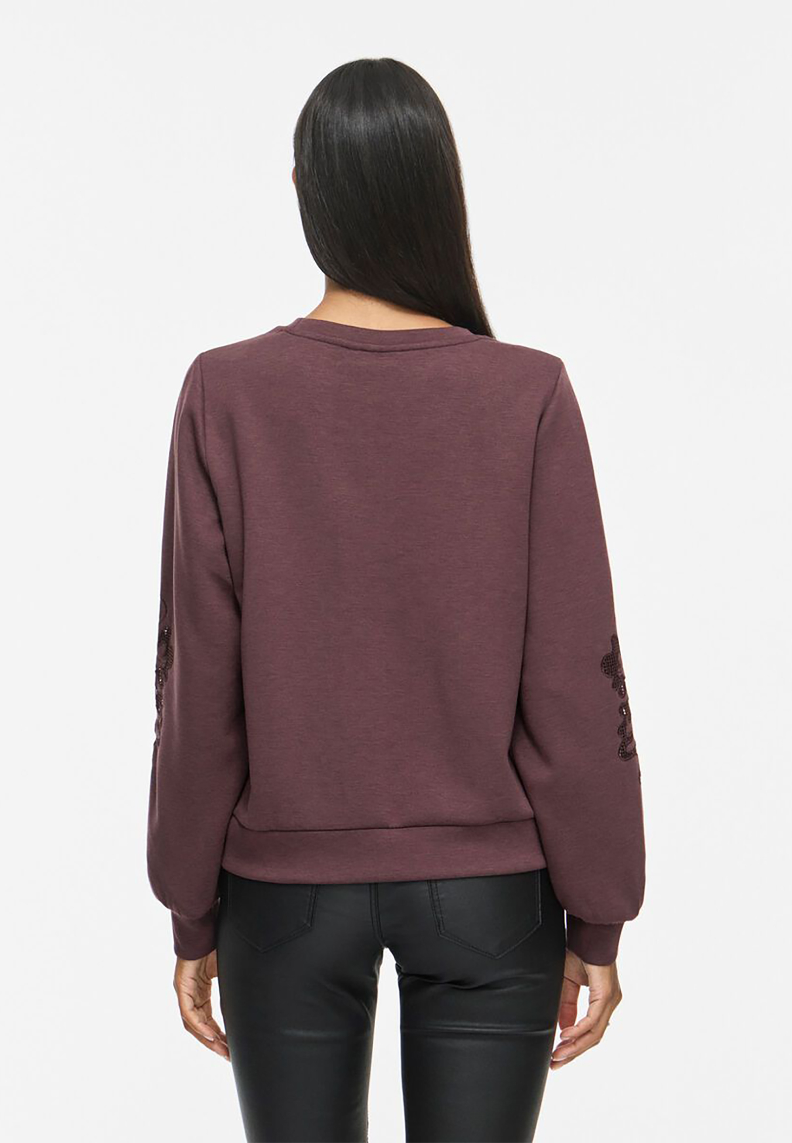 Sweatshirt Rundhals Spitzendetails Ärmelbündchen Langarm Sweatshirt Rundhals Spitzendetails Ärmelbündchen Langarm
