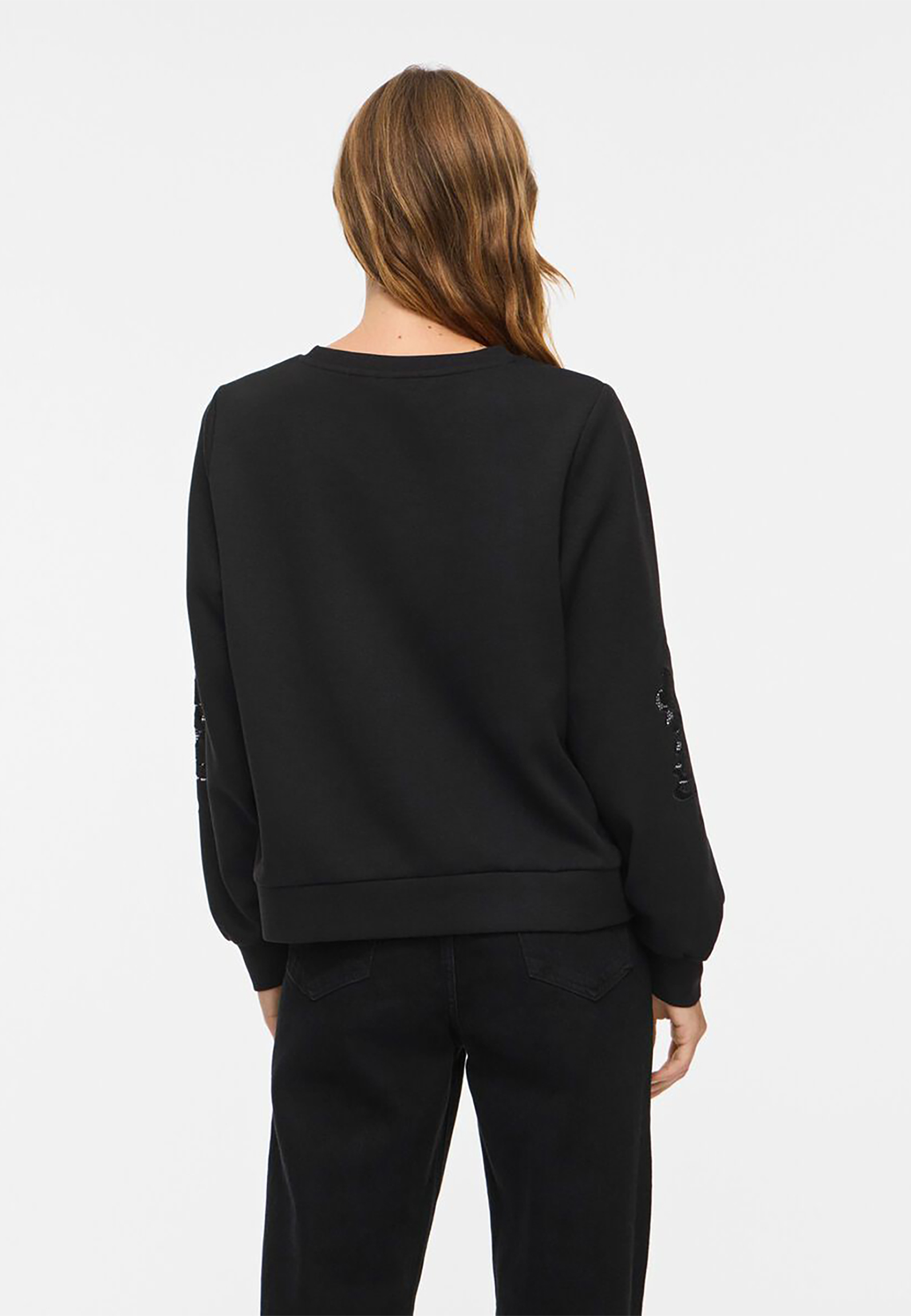 Sweatshirt Rundhals Spitzendetails Ärmelbündchen Langarm Sweatshirt Rundhals Spitzendetails Ärmelbündchen Langarm