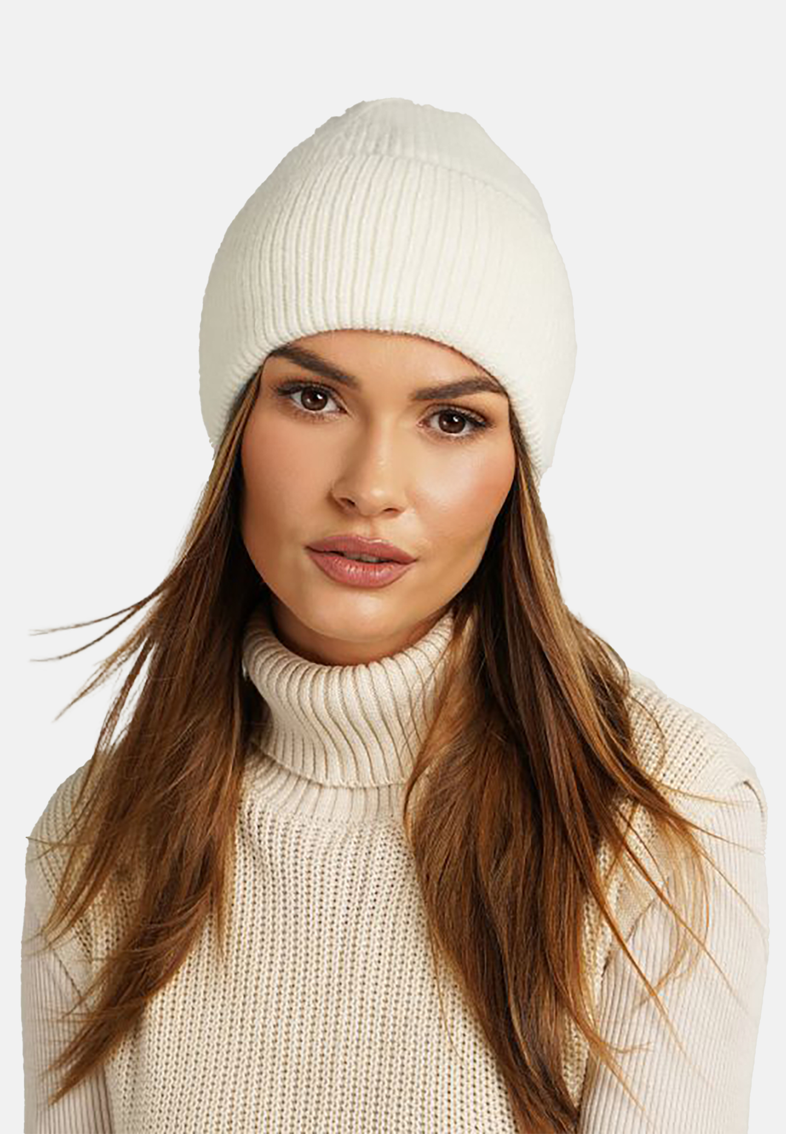 Strickmütze Beanie Breiter Umschlag Rippstruktur Unifarben Strickmütze Beanie Breiter Umschlag Rippstruktur Unifarben