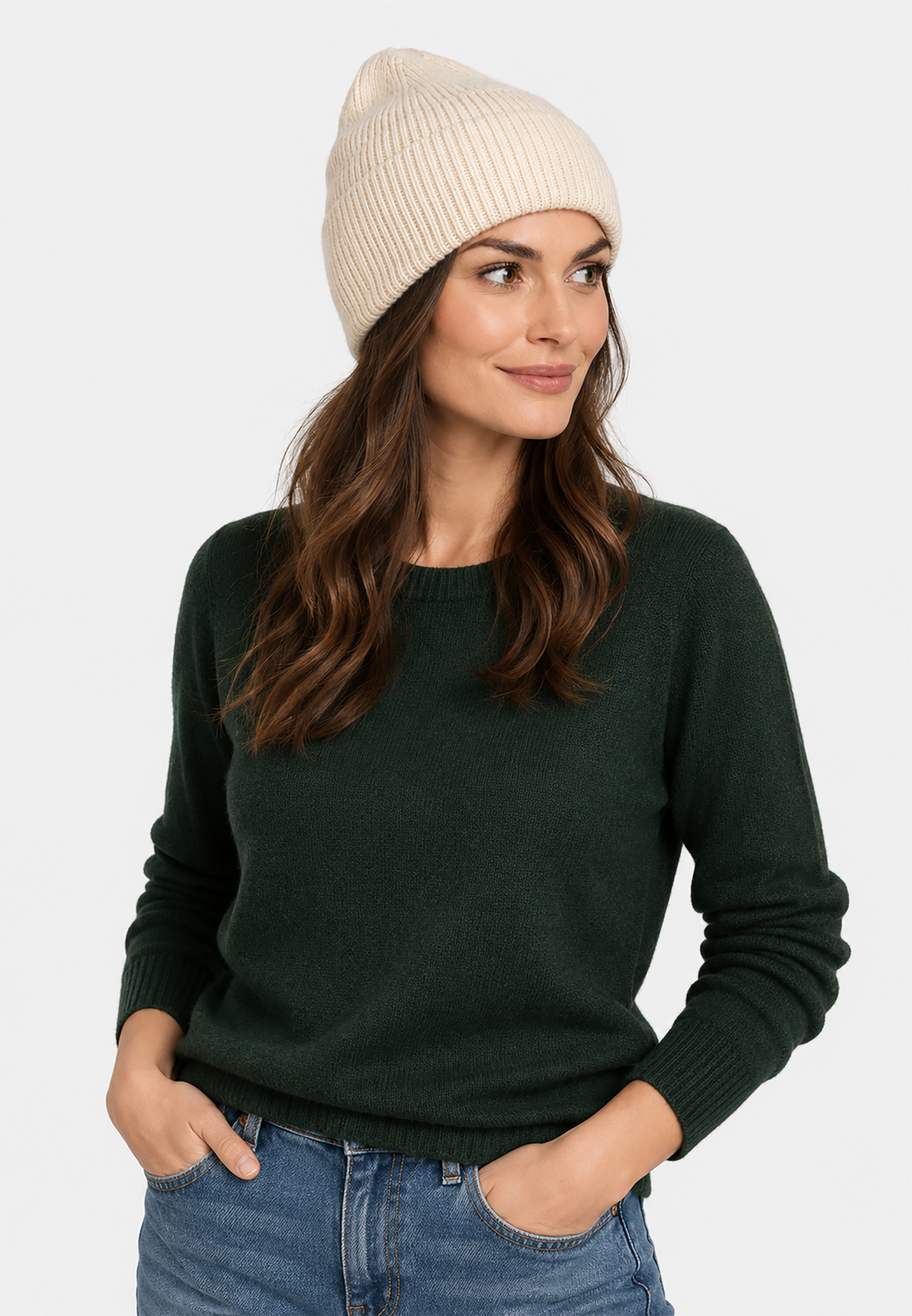 Strickmütze Beanie Breiter Umschlag Rippstruktur Unifarben Strickmütze Beanie Breiter Umschlag Rippstruktur Unifarben