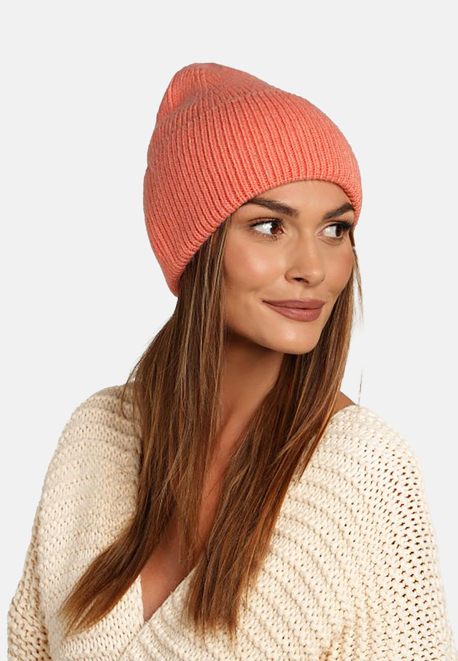 Strickmütze Beanie Breiter Umschlag Rippstruktur Unifarben Strickmütze Beanie Breiter Umschlag Rippstruktur Unifarben