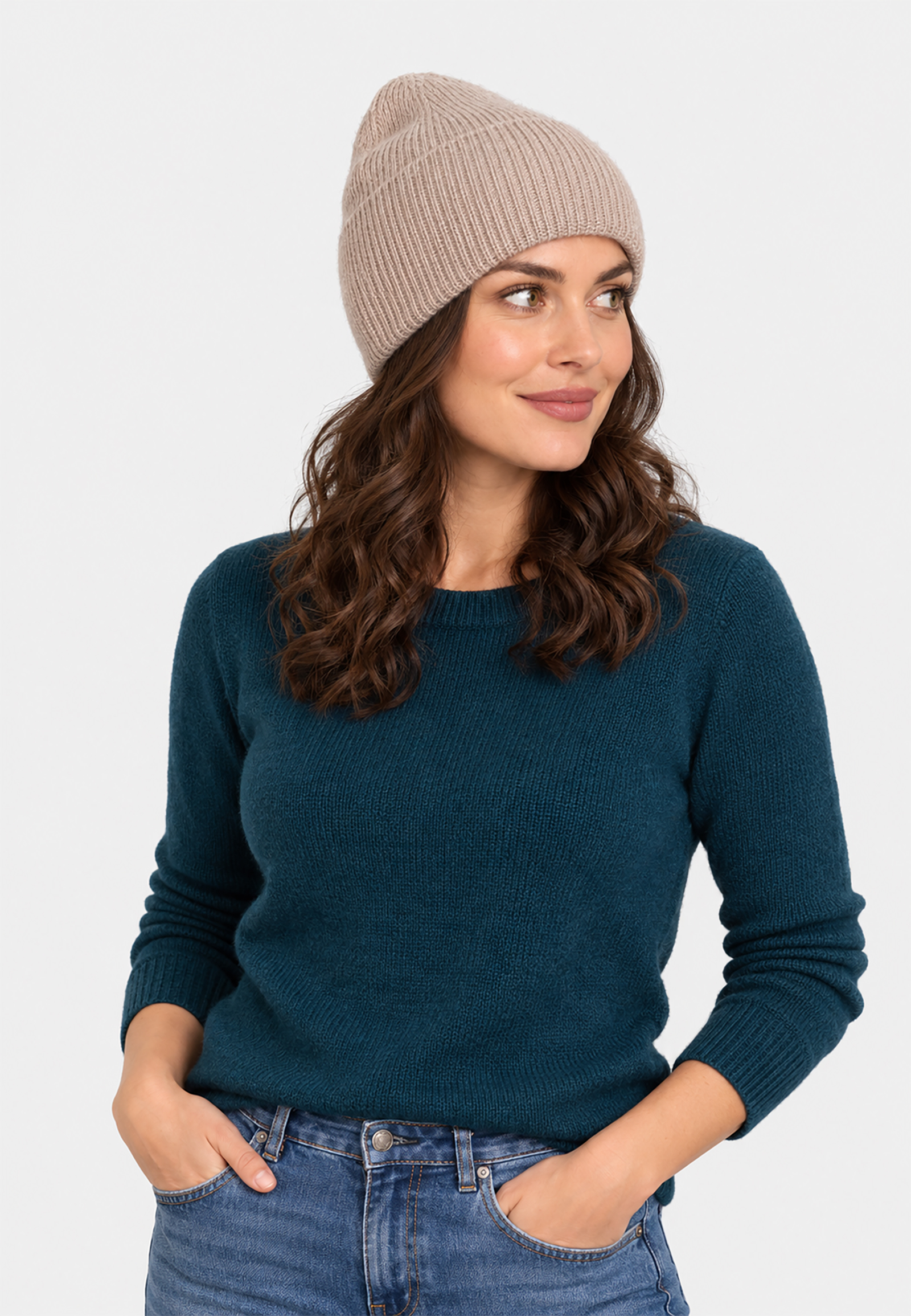 Strickmütze Beanie Breiter Umschlag Rippstruktur Unifarben Strickmütze Beanie Breiter Umschlag Rippstruktur Unifarben