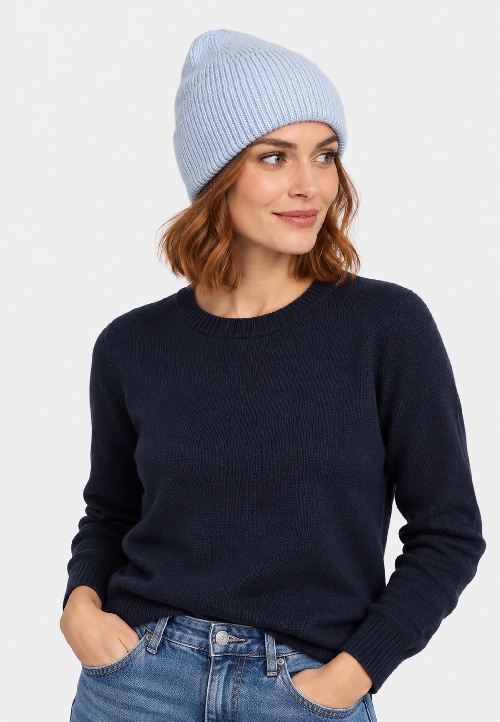 Strickmütze Beanie Breiter Umschlag Rippstruktur Unifarben Strickmütze Beanie Breiter Umschlag Rippstruktur Unifarben