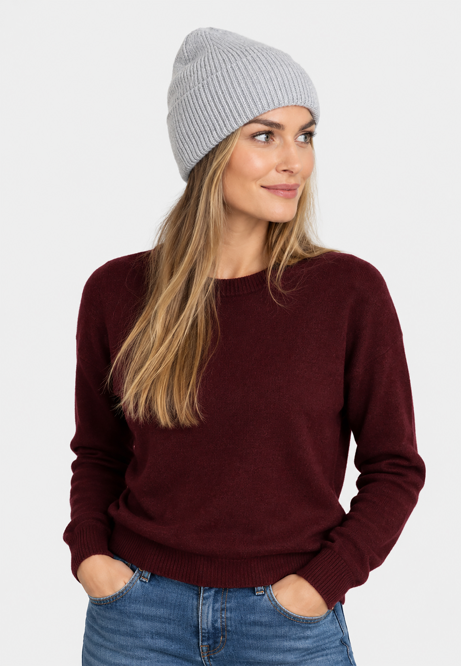 Strickmütze Beanie Breiter Umschlag Rippstruktur Unifarben Strickmütze Beanie Breiter Umschlag Rippstruktur Unifarben