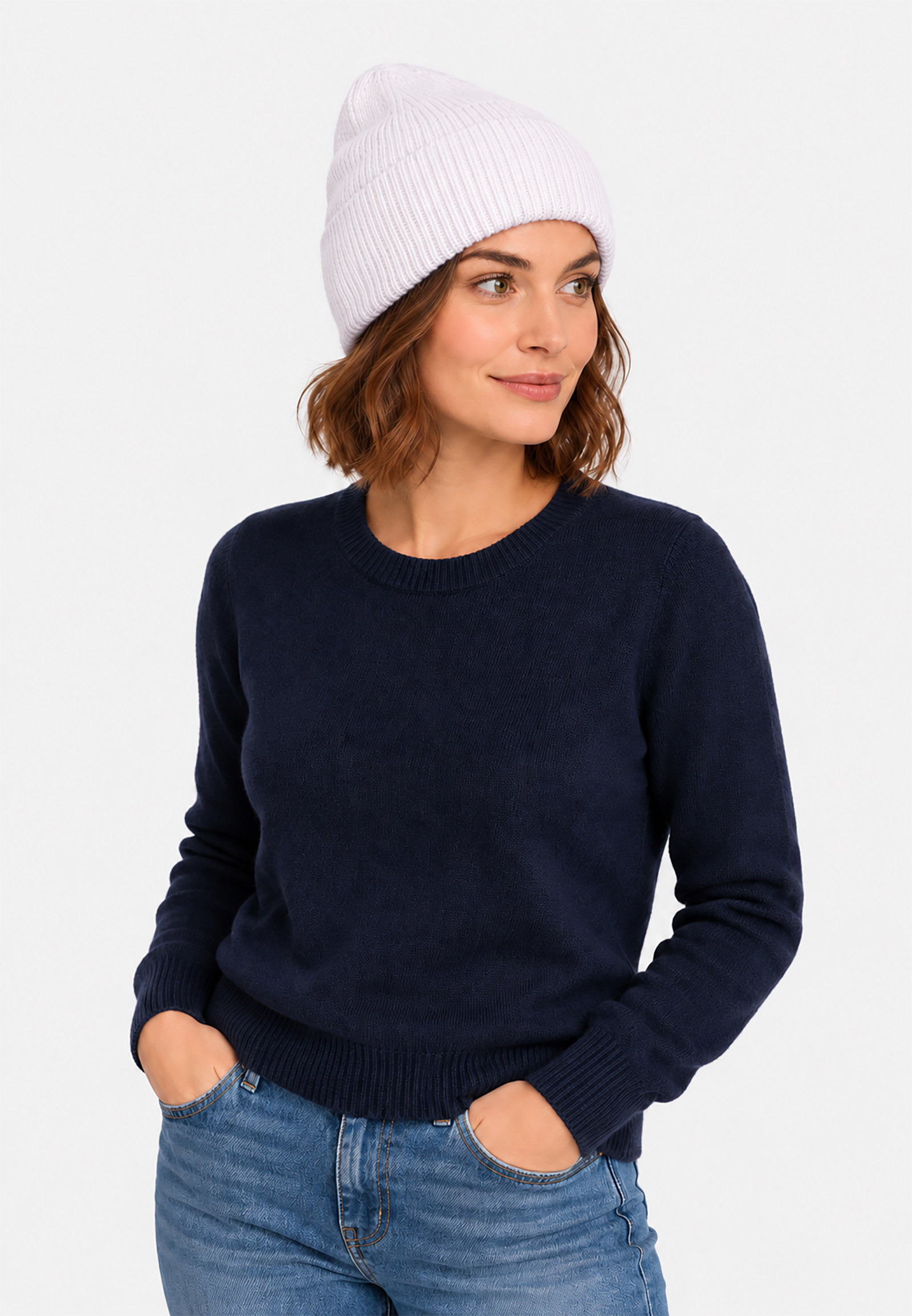 Strickmütze Beanie Breiter Umschlag Rippstruktur Unifarben Strickmütze Beanie Breiter Umschlag Rippstruktur Unifarben