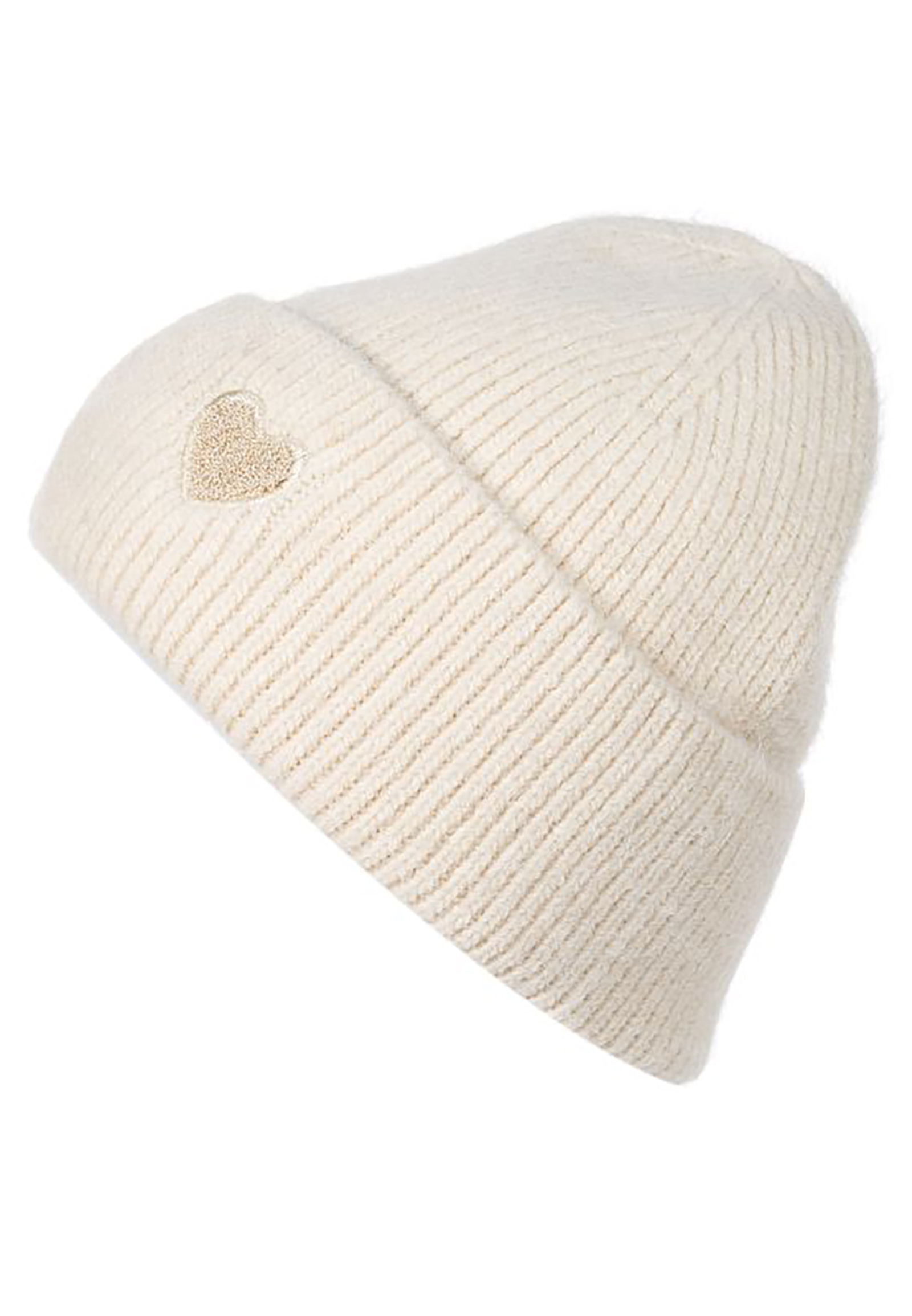 620253_7957bbecb3ccae092ca70a1bc3445686_001.jpg Strickmütze Beanie Umschlag Herzapplikation Rippstruktur