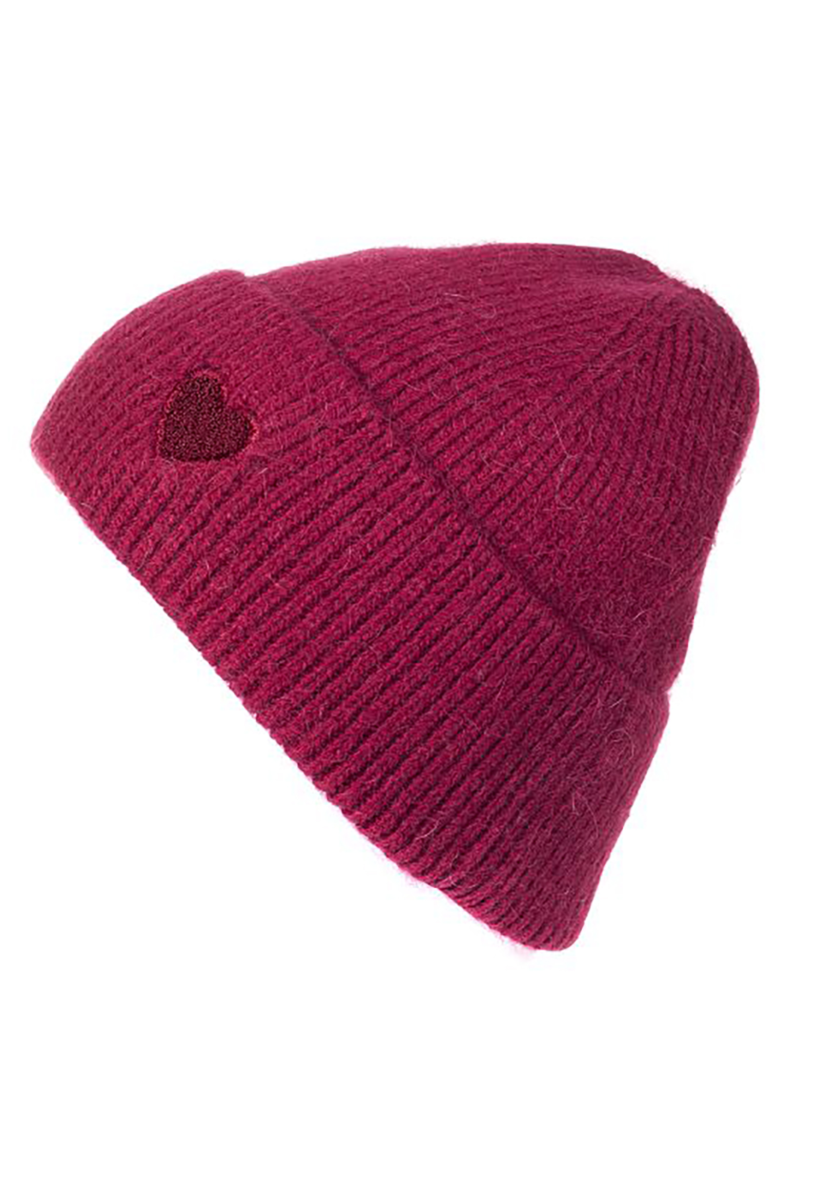620253_b91c149759204020dec27acf48aed5f7_001.jpg Strickmütze Beanie Umschlag Herzapplikation Rippstruktur