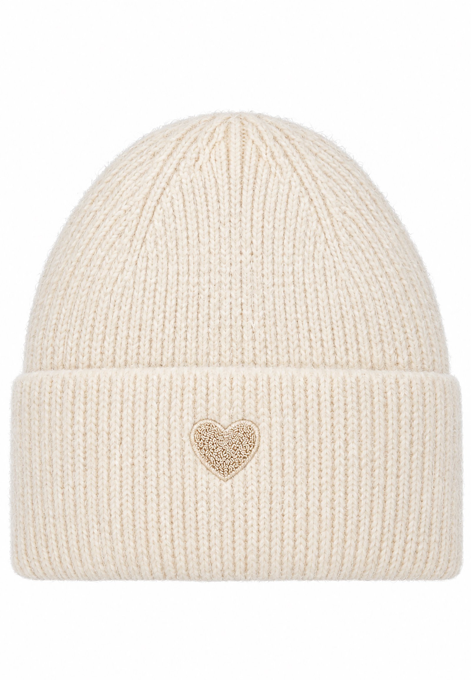 Strickmütze Beanie Umschlag Herzapplikation Rippstruktur Strickmütze Beanie Umschlag Herzapplikation Rippstruktur