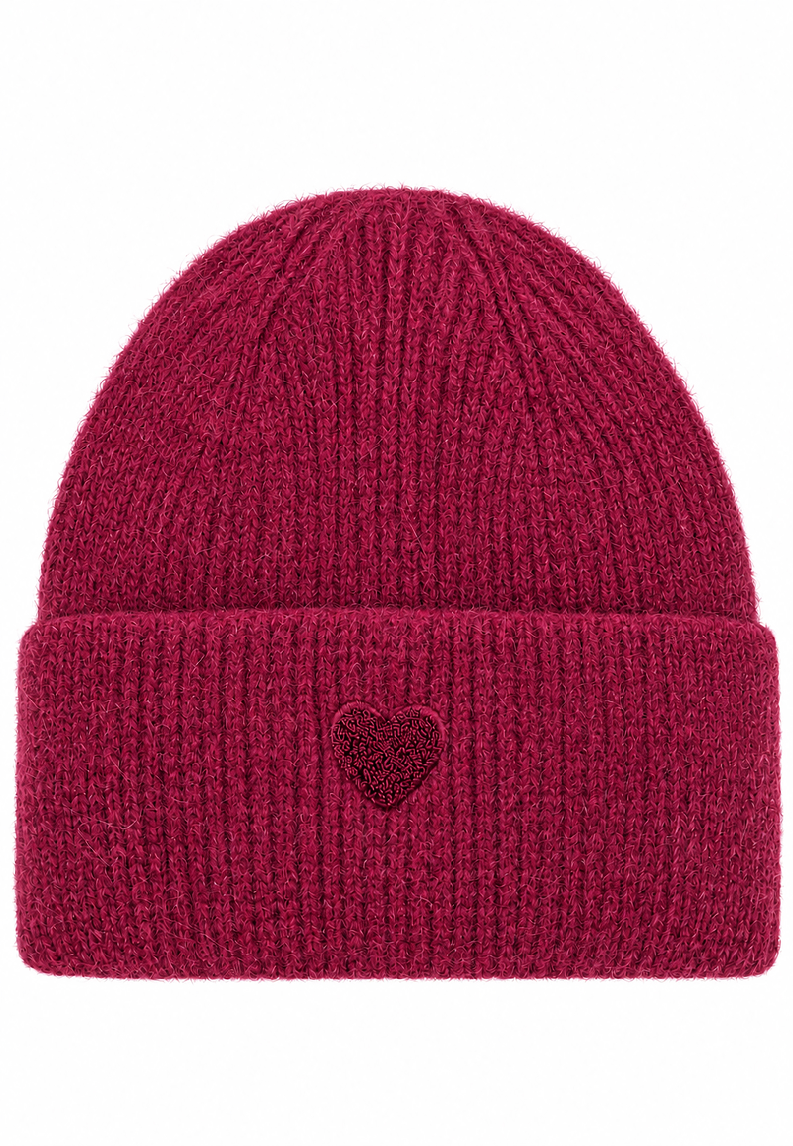 Strickmütze Beanie Umschlag Herzapplikation Rippstruktur Strickmütze Beanie Umschlag Herzapplikation Rippstruktur
