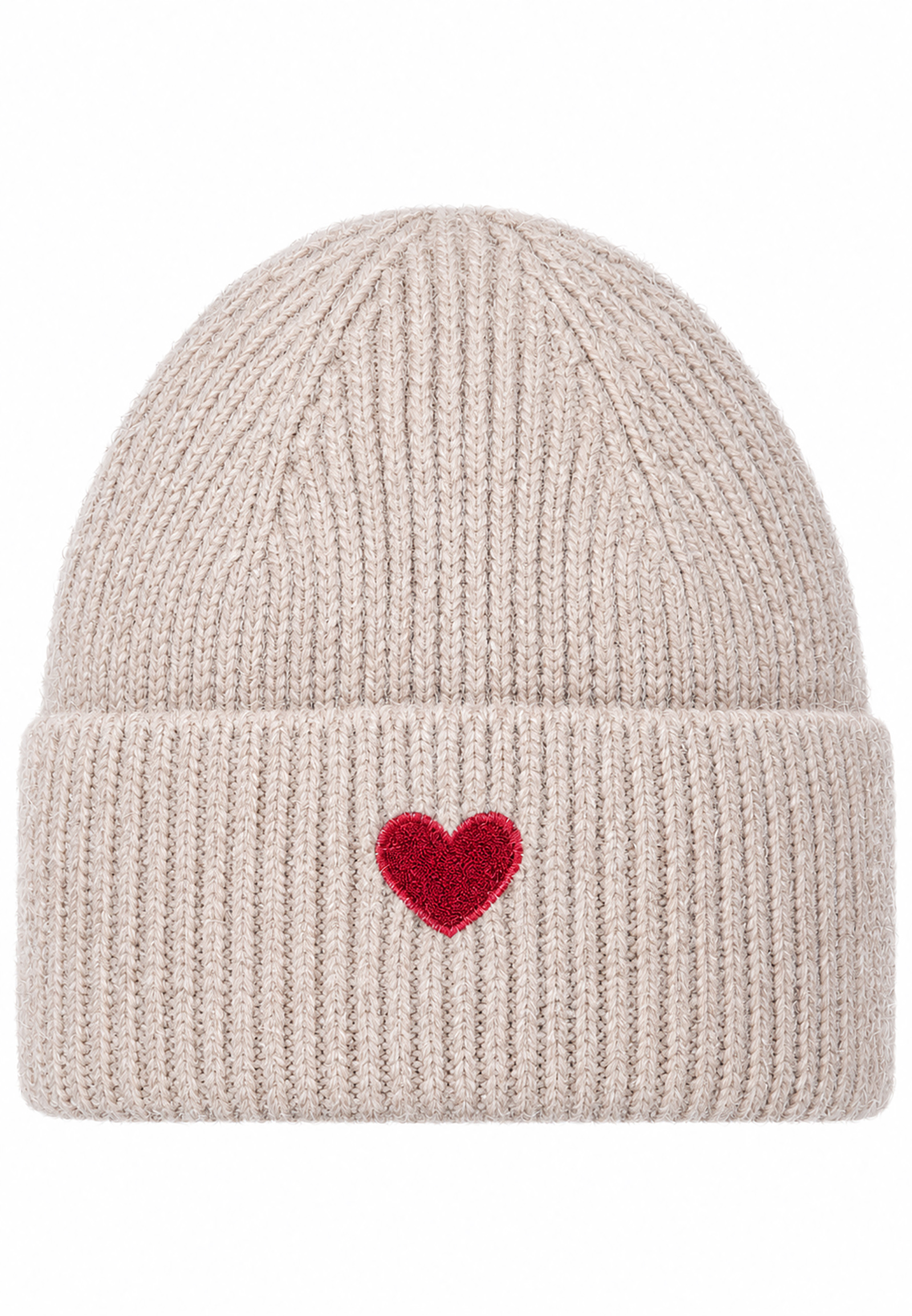 Strickmütze Beanie Umschlag Herzapplikation Rippstruktur Strickmütze Beanie Umschlag Herzapplikation Rippstruktur