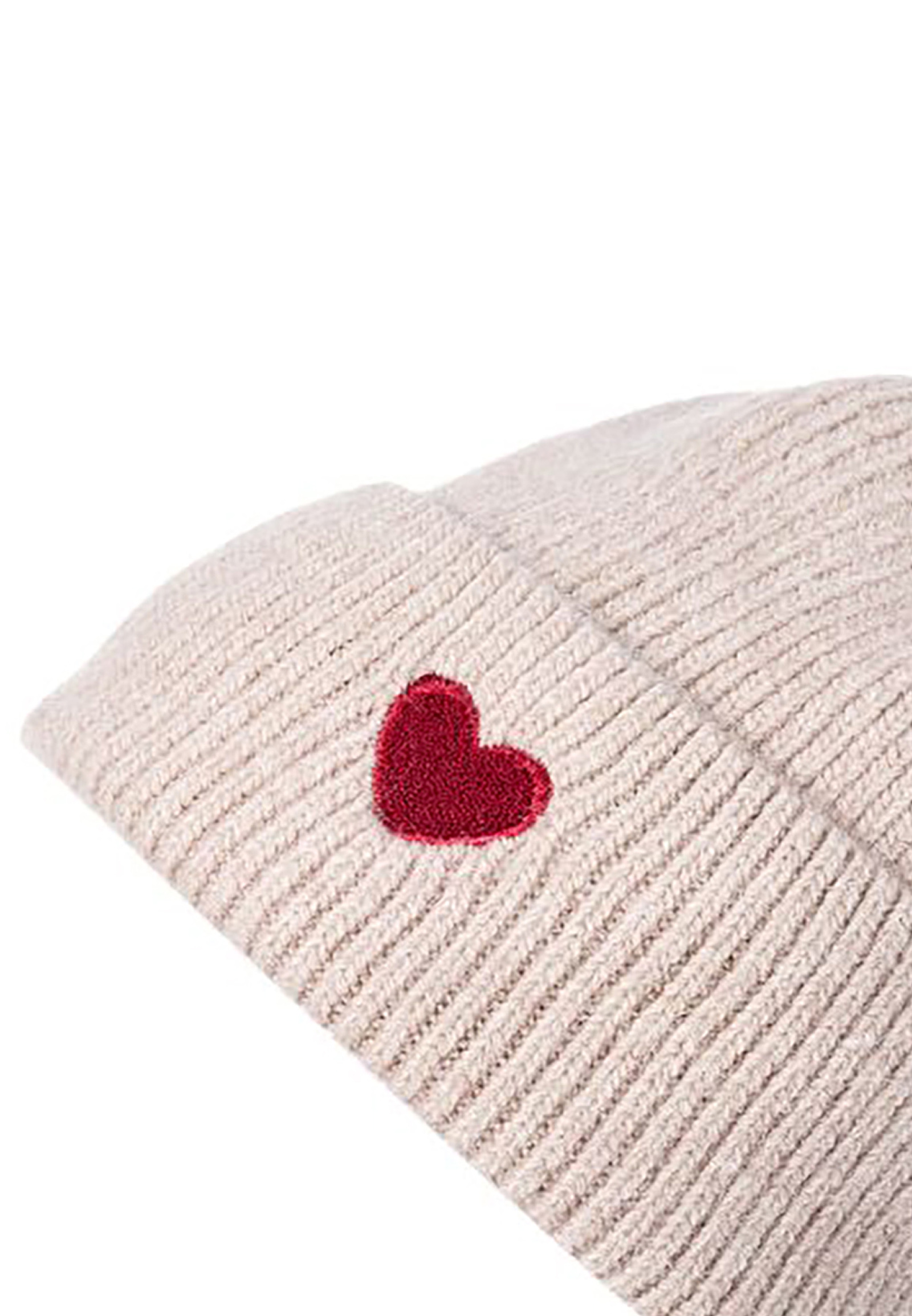 Strickmütze Beanie Umschlag Herzapplikation Rippstruktur Strickmütze Beanie Umschlag Herzapplikation Rippstruktur