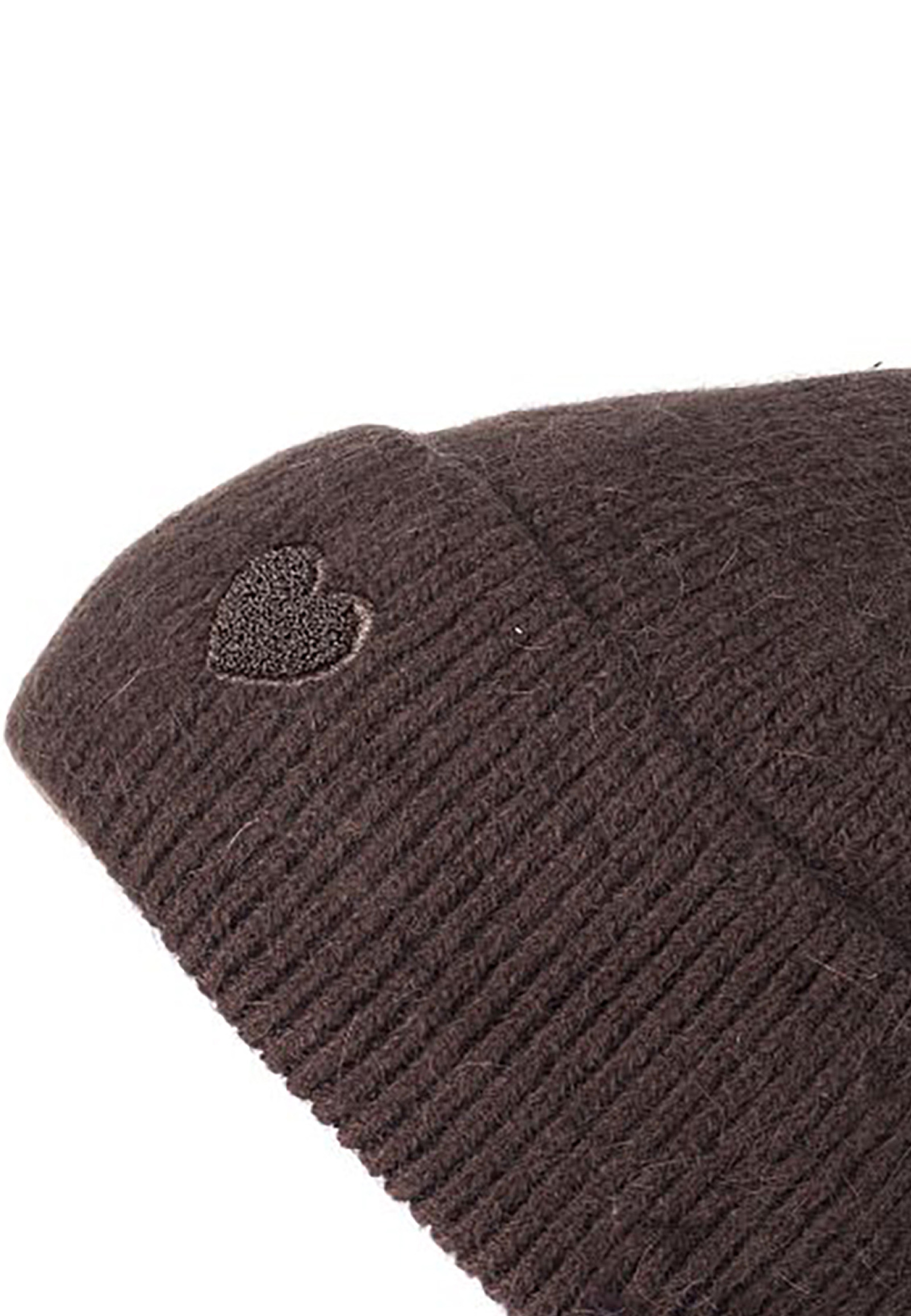 Strickmütze Beanie Umschlag Herzapplikation Rippstruktur Strickmütze Beanie Umschlag Herzapplikation Rippstruktur