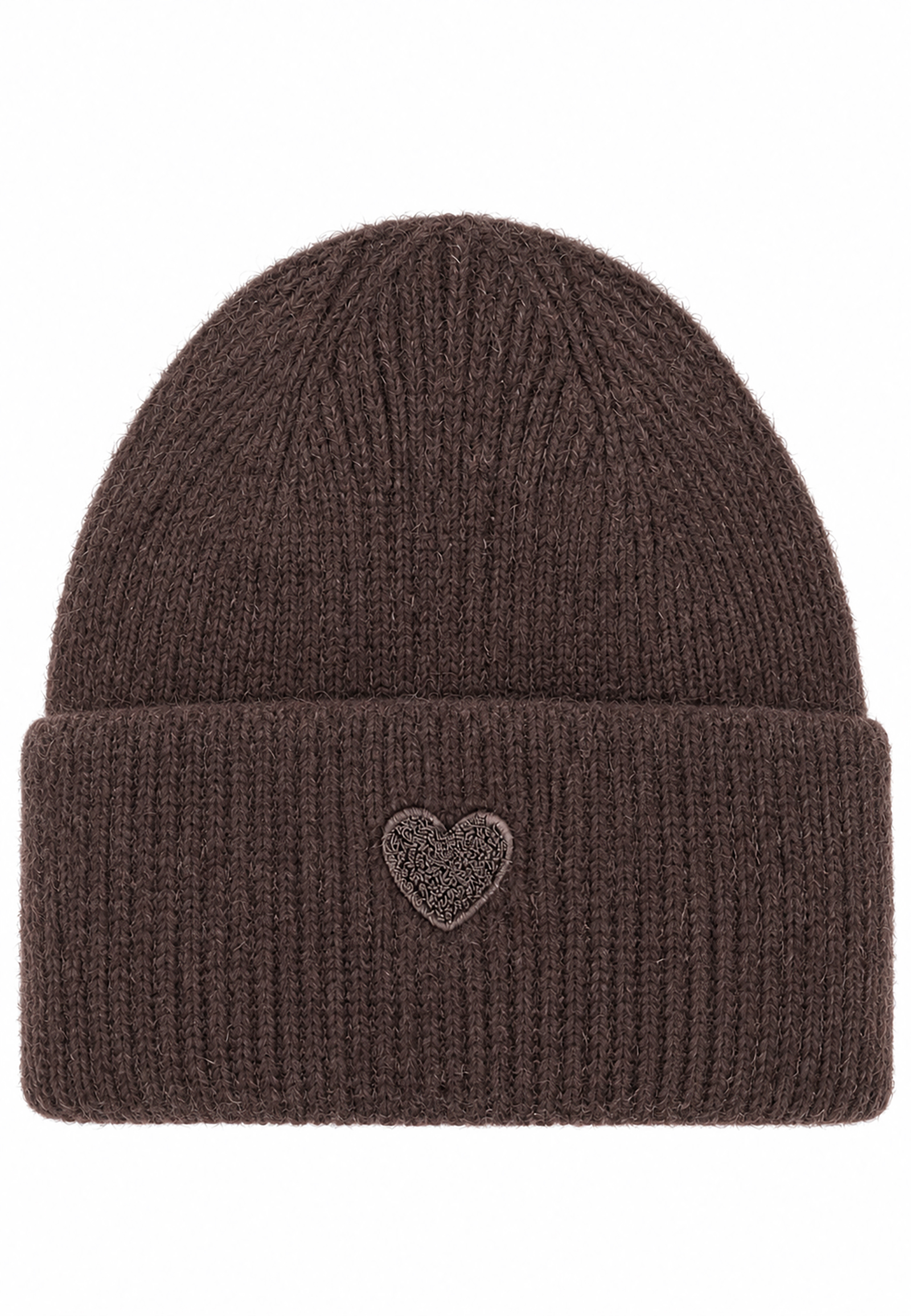 Strickmütze Beanie Umschlag Herzapplikation Rippstruktur Strickmütze Beanie Umschlag Herzapplikation Rippstruktur
