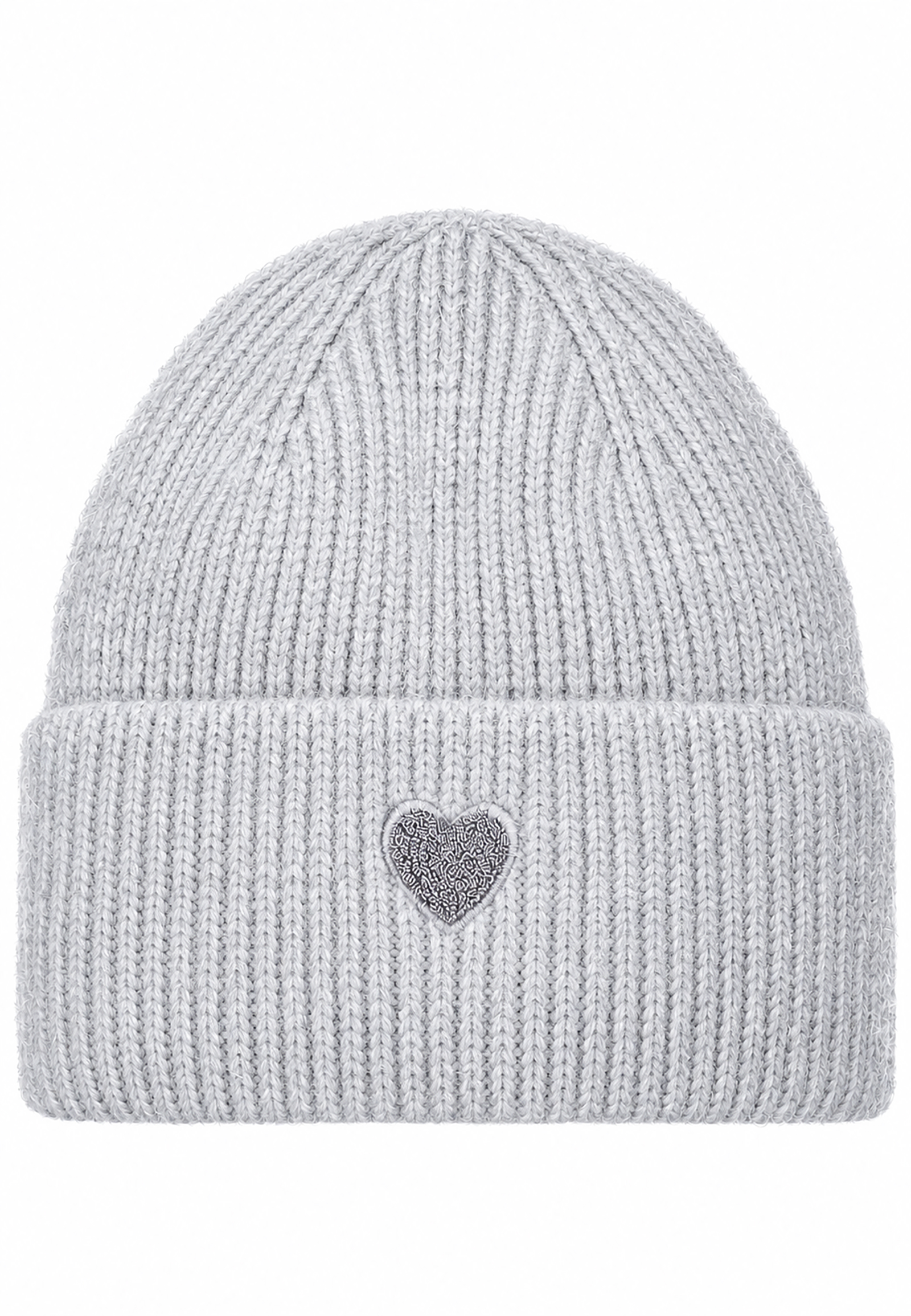 Strickmütze Beanie Umschlag Herzapplikation Rippstruktur Strickmütze Beanie Umschlag Herzapplikation Rippstruktur