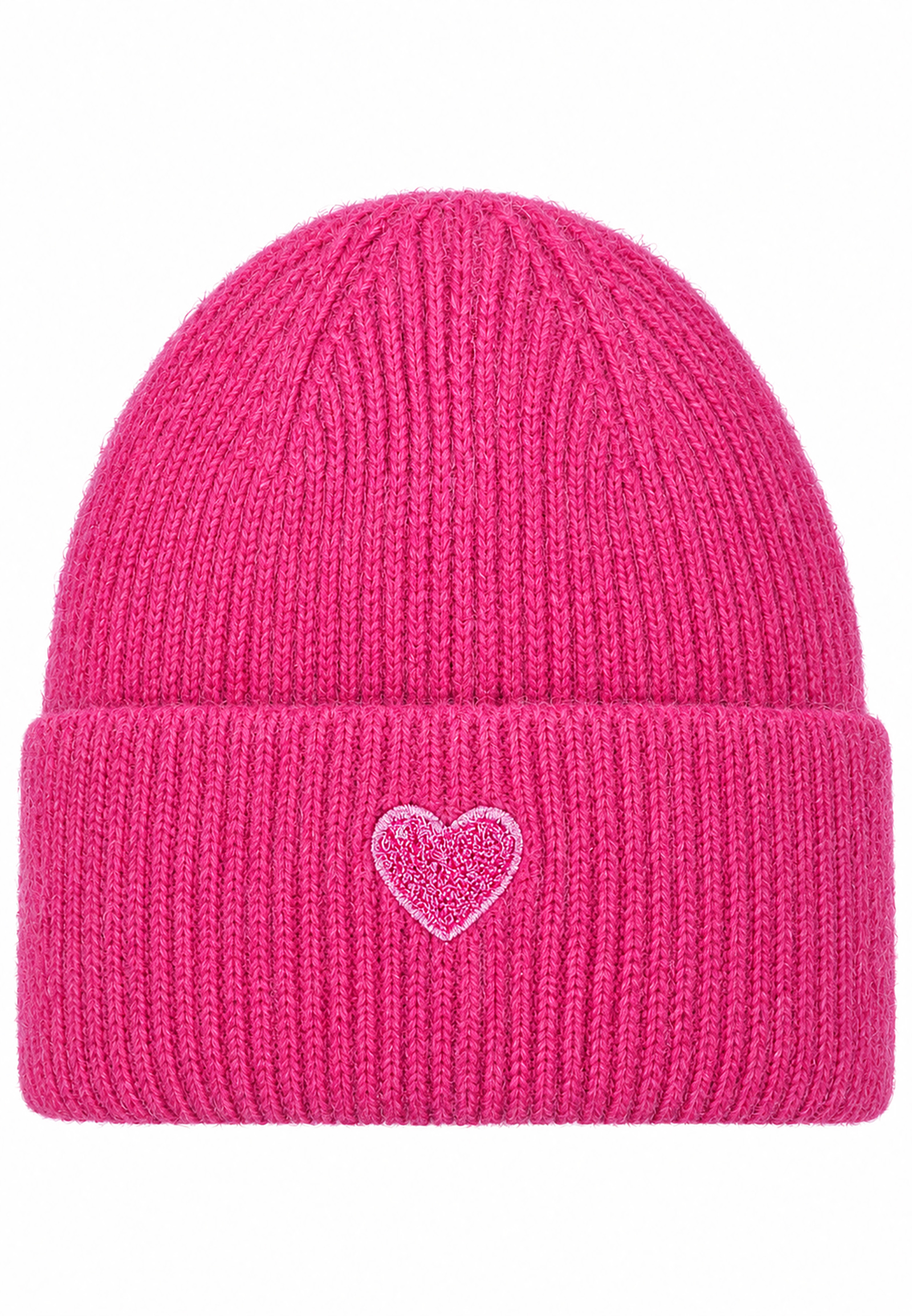 Strickmütze Beanie Umschlag Herzapplikation Rippstruktur Strickmütze Beanie Umschlag Herzapplikation Rippstruktur