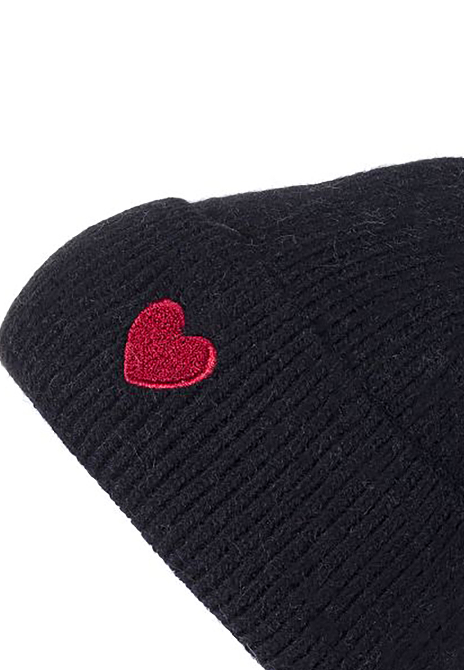 Strickmütze Beanie Umschlag Herzapplikation Rippstruktur Strickmütze Beanie Umschlag Herzapplikation Rippstruktur