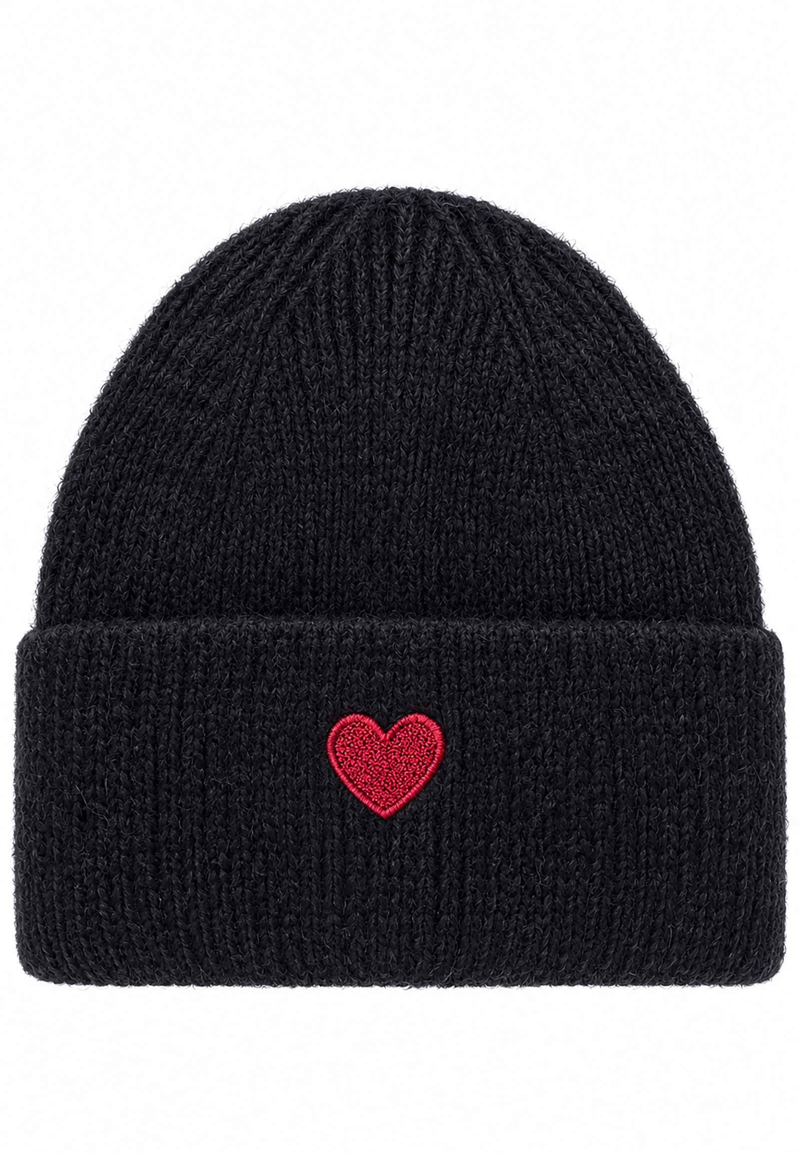 Strickmütze Beanie Umschlag Herzapplikation Rippstruktur Strickmütze Beanie Umschlag Herzapplikation Rippstruktur