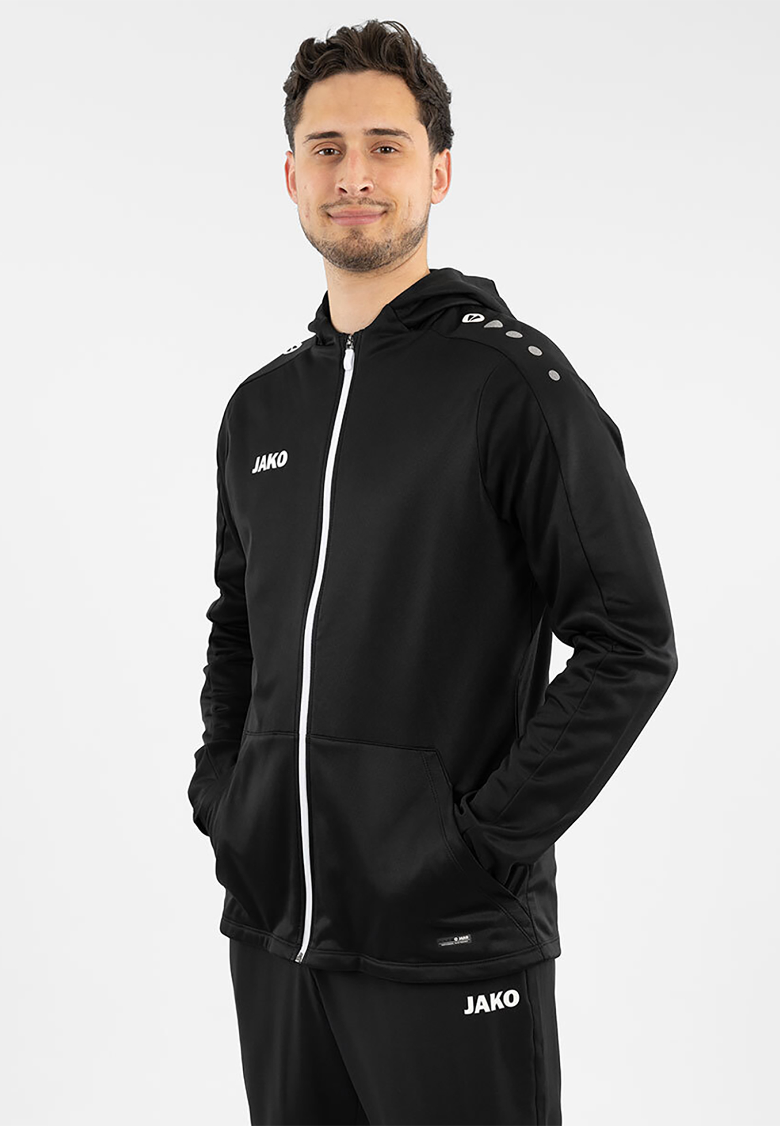 Trainingsjacke Kapuze Frontreißverschluss Brustlogo Langarm Trainingsjacke Kapuze Frontreißverschluss Brustlogo Langarm