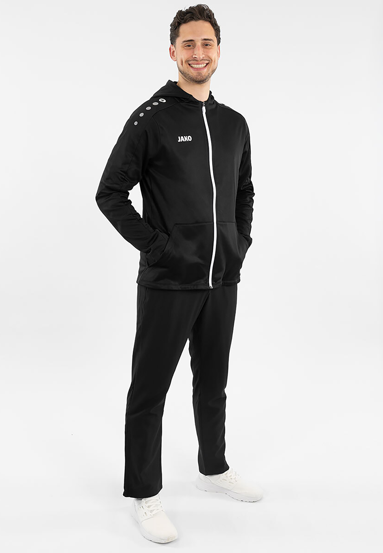 Trainingsjacke Kapuze Frontreißverschluss Brustlogo Langarm Trainingsjacke Kapuze Frontreißverschluss Brustlogo Langarm