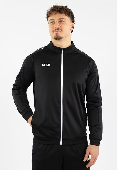JAKO Trainingsjacke Stehkragen Reißverschluss Rippbündchen, Farbe: Schwarz