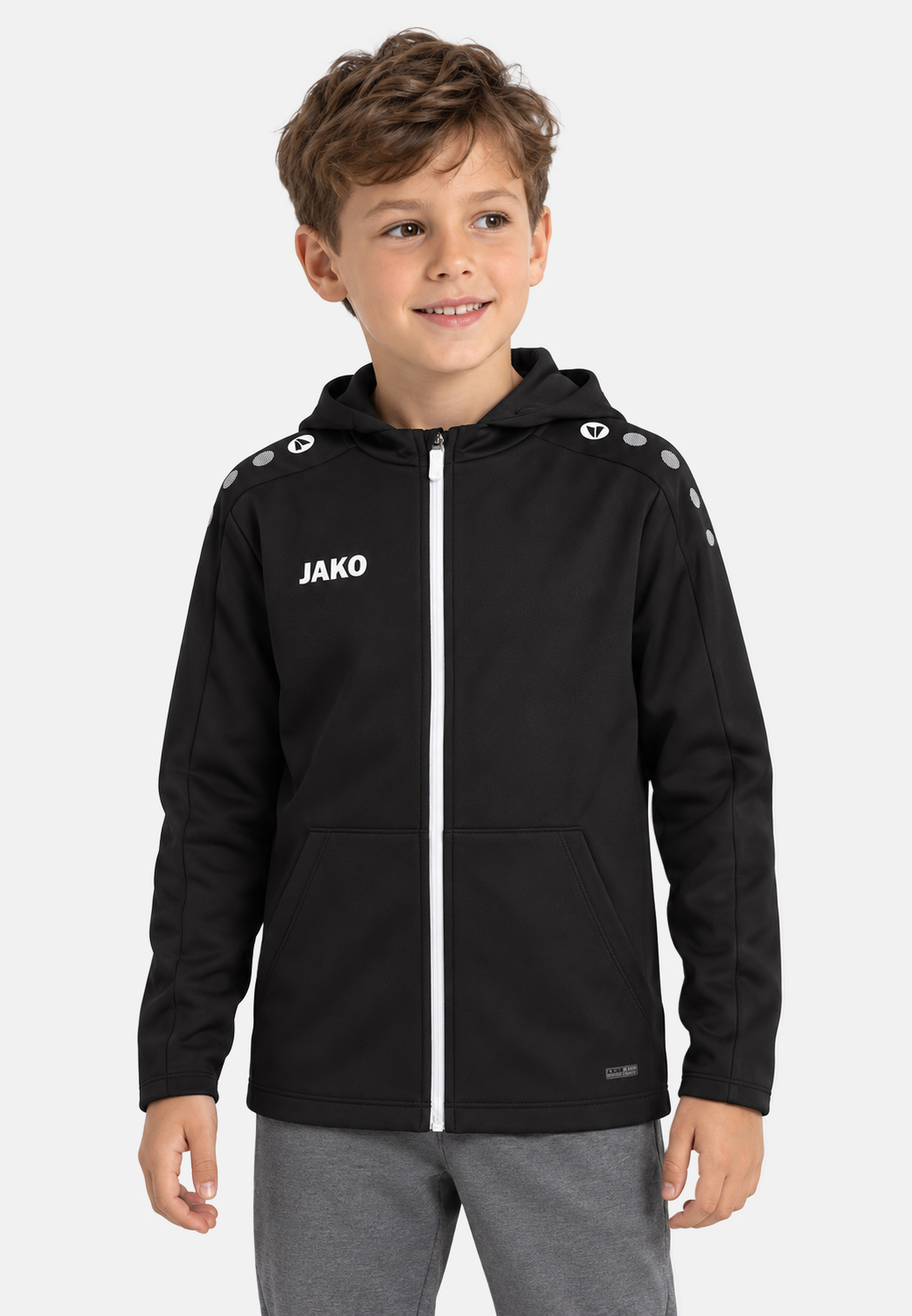 Trainingsjacke Kapuze Frontreißverschluss Brustlogo Langarm Trainingsjacke Kapuze Frontreißverschluss Brustlogo Langarm