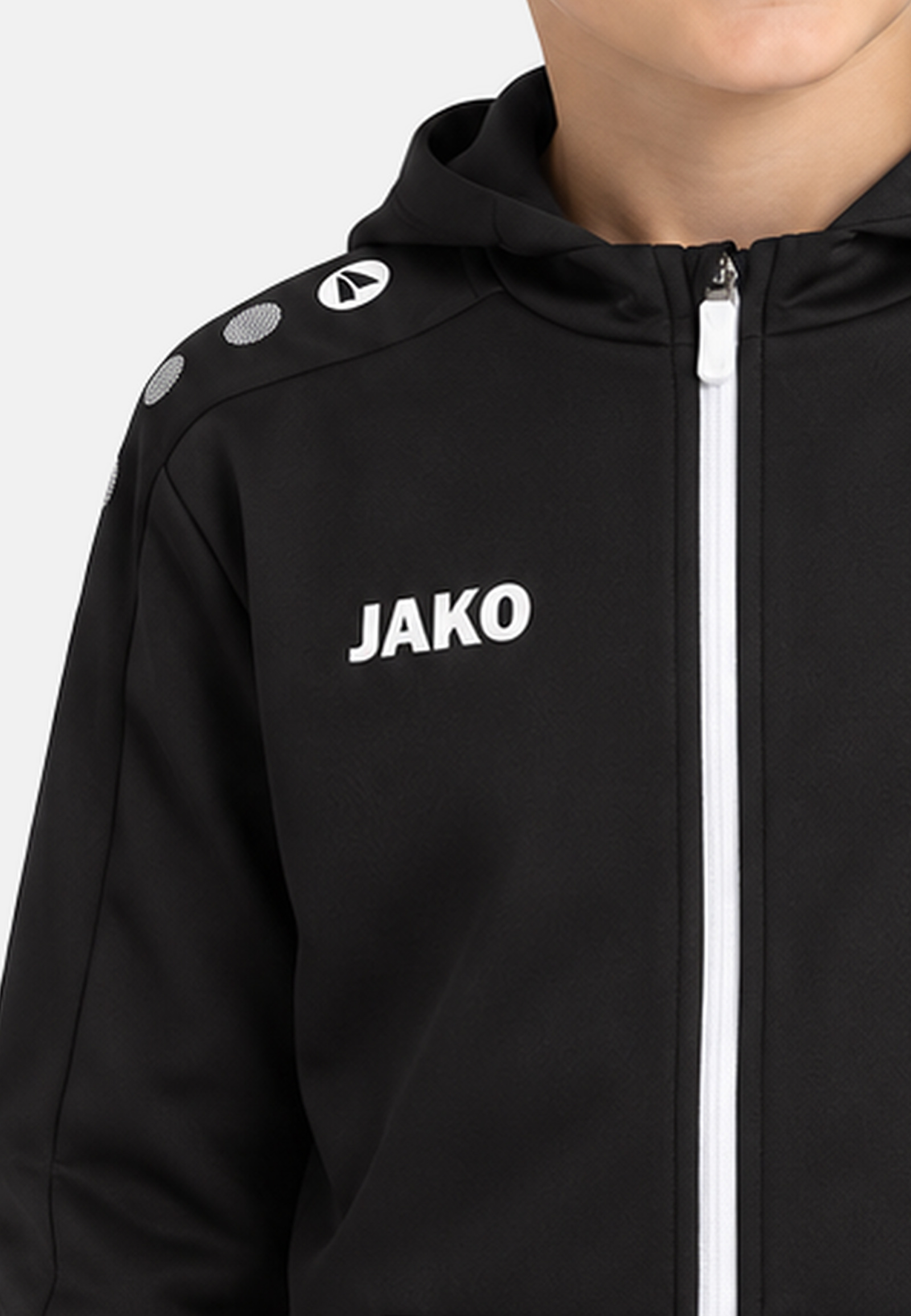 Trainingsjacke Kapuze Frontreißverschluss Brustlogo Langarm Trainingsjacke Kapuze Frontreißverschluss Brustlogo Langarm