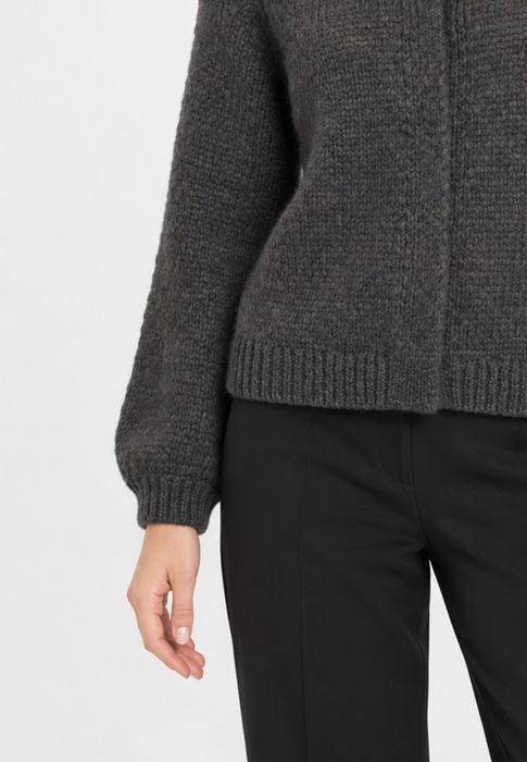 Vila Strickjacke Rundhals Knopf Raglanärmel Loose Fit – Grau, Bild 3