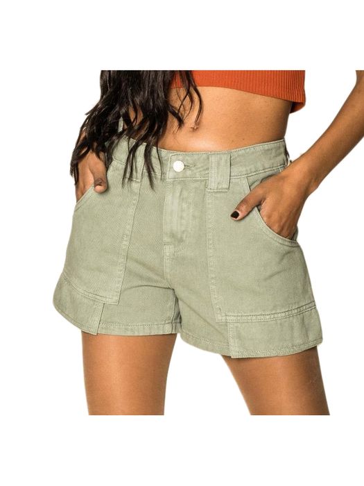 Damen Hochwertige Jeans Shorts, Farbe: Khaki