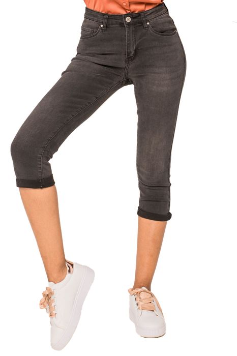 Nina Carter Damen Capri Jeans 3/4 Shorts Kurze 5 Pocket Hose, Farbe: Grau
