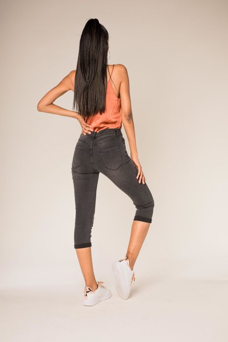 Nina Carter Nina Carter Damen Capri Jeans 3/4 Shorts Kurze 5 Pocket Hose – Grau, Bild 6