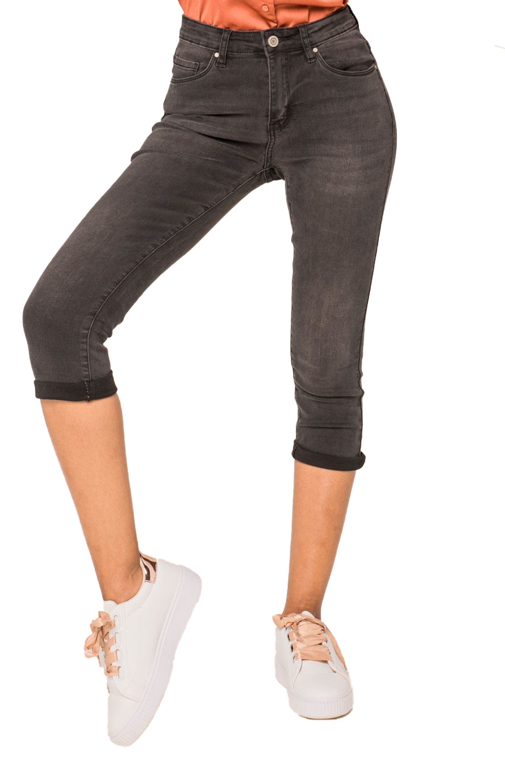 Nina Carter Nina Carter Damen Capri Jeans 3/4 Shorts Kurze 5 Pocket Hose – Grau, Bild 1