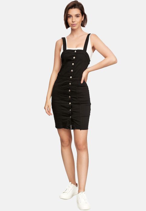 Damen Denim Latzrock GELA, Farbe: Schwarz