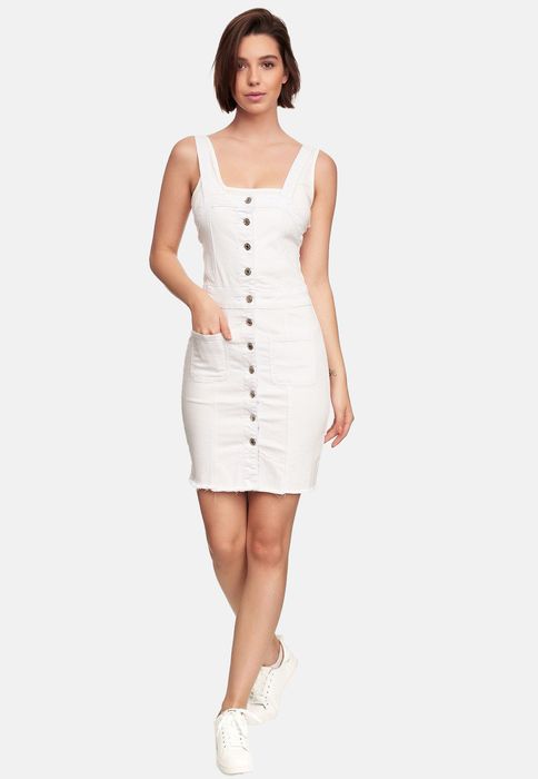 Damen Denim Latzrock GELA, Farbe: Weiß