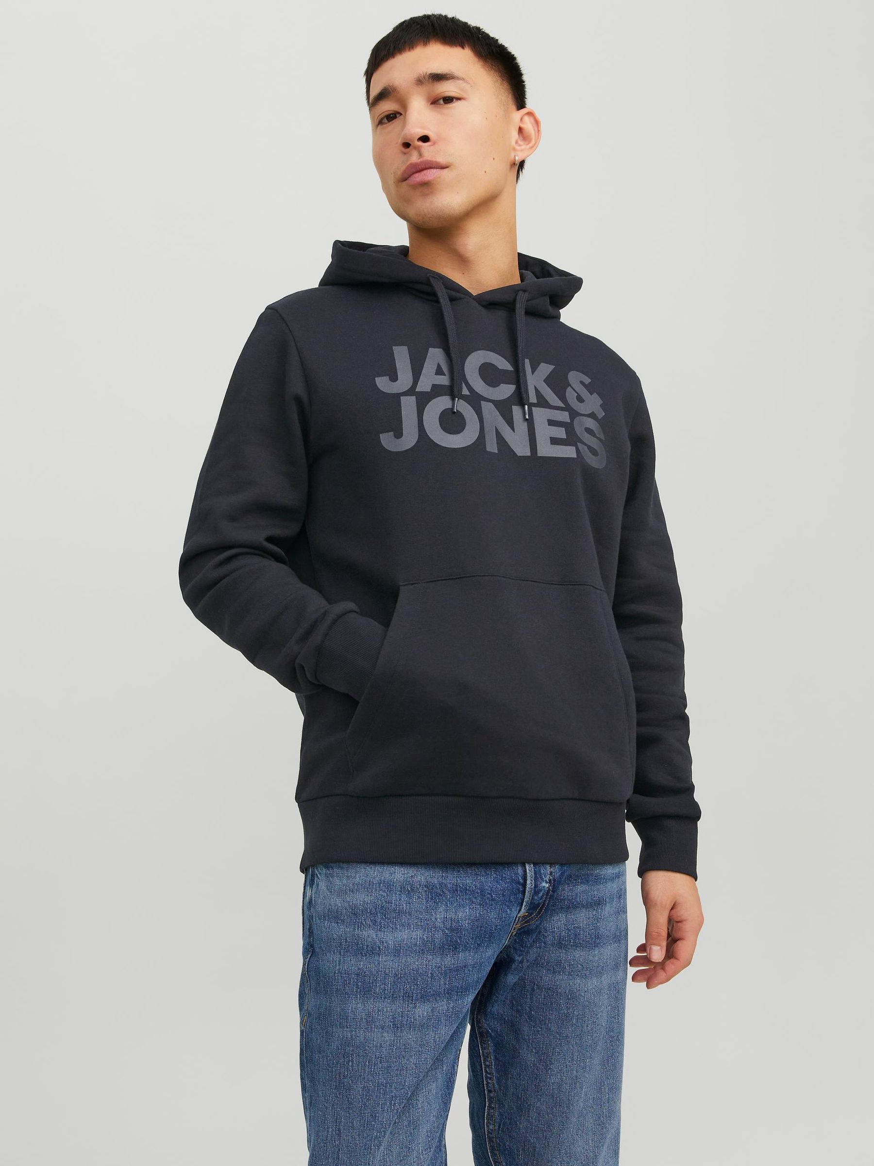 JACK&JONES_Noos2023_3728200_12152840_2.jpg Jack & Jones Herren Corp Logo Sweat Hood Basic Kapuzen Sweatshirt