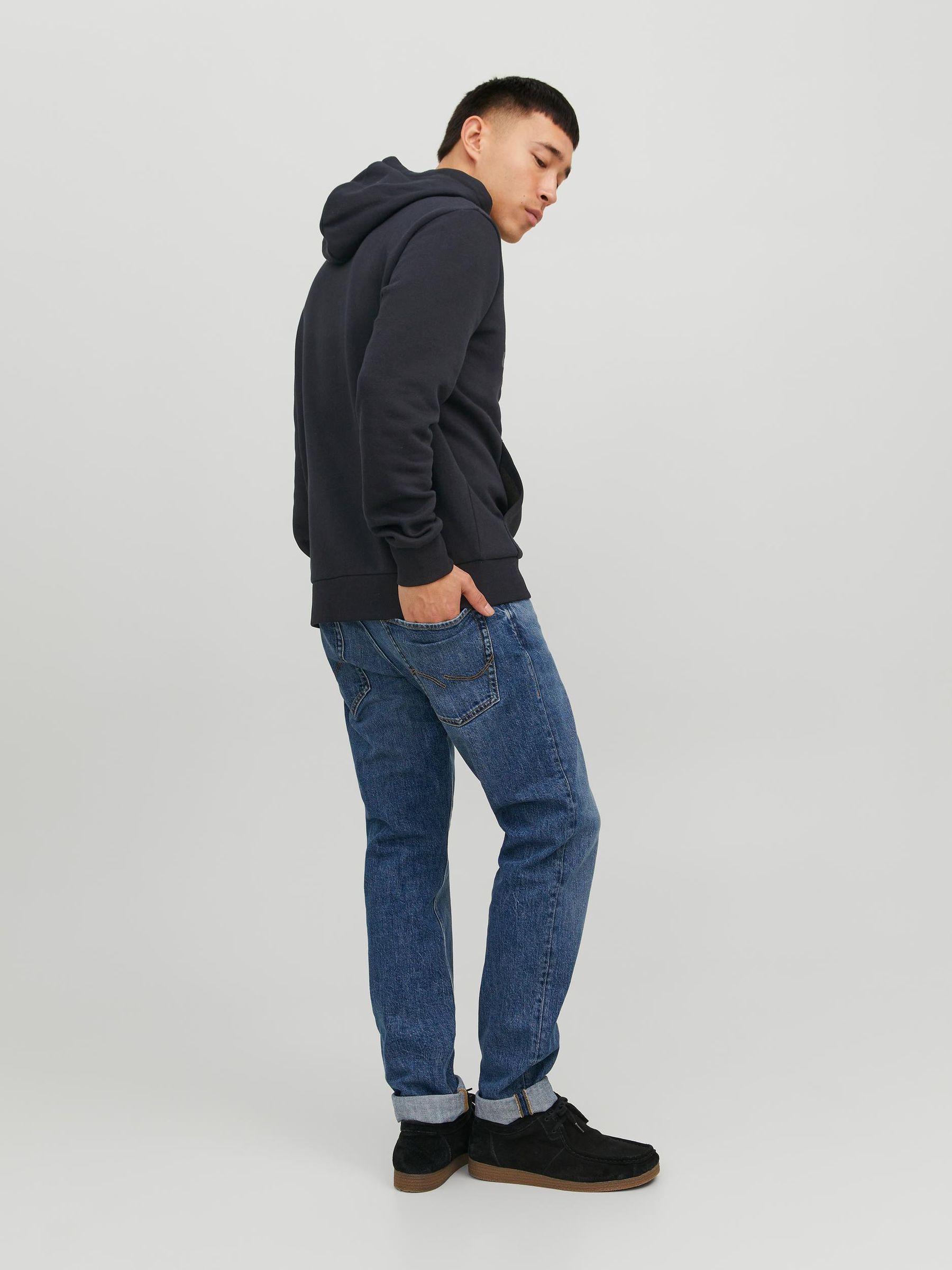 JACK&JONES_Noos2023_3728200_12152840_5.jpg Jack & Jones Herren Corp Logo Sweat Hood Basic Kapuzen Sweatshirt