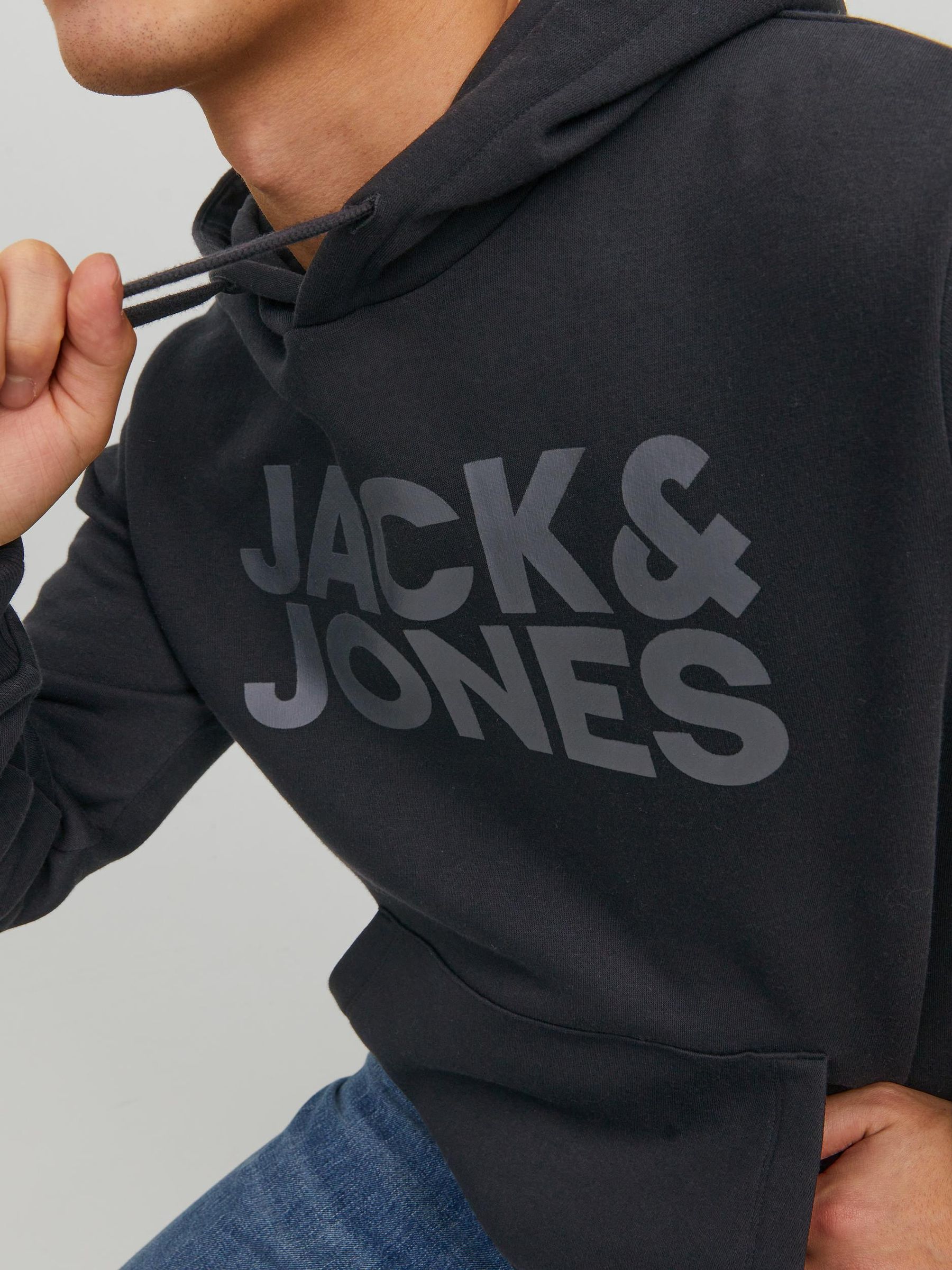 JACK&JONES_Noos2023_3728200_12152840_7.jpg Jack & Jones Herren Corp Logo Sweat Hood Basic Kapuzen Sweatshirt