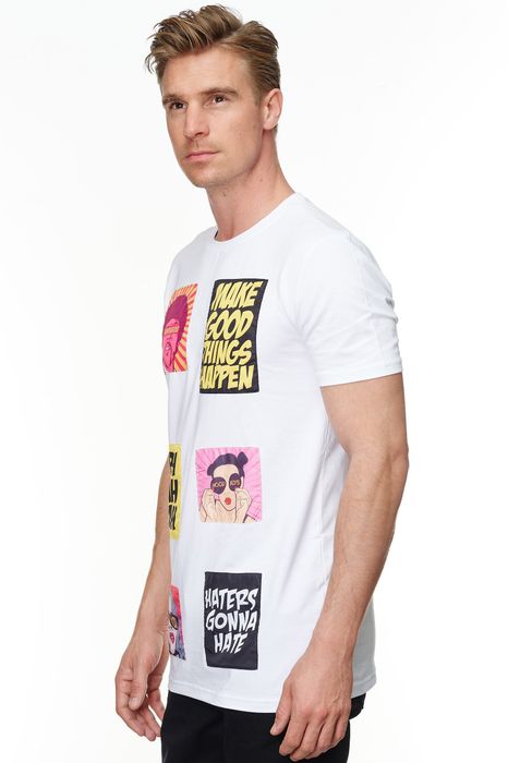 Uniplay UNIPLAY Herren T-Shirt Comic Pop Art Kurzarm Meme Shirt – Weiß, Bild 3