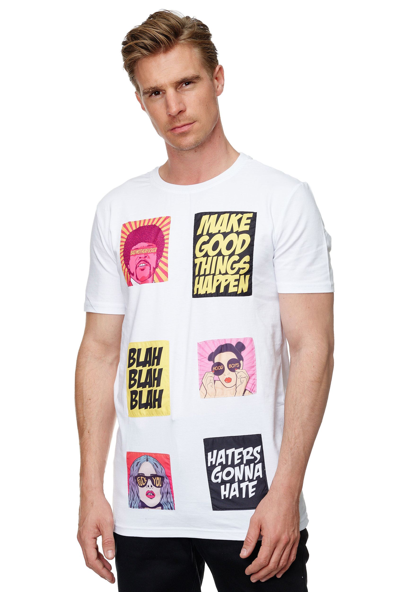 Uniplay UNIPLAY Herren T-Shirt Comic Pop Art Kurzarm Meme Shirt – Weiß, Bild 1
