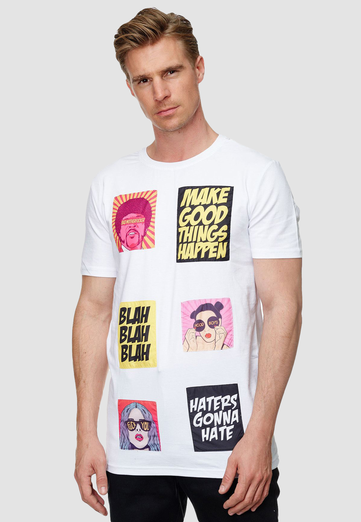 Uniplay UNIPLAY Herren T-Shirt Comic Pop Art Kurzarm Meme Shirt – Weiß, Bild 2