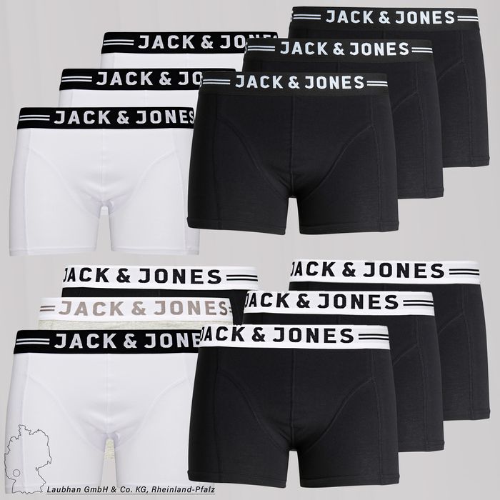 Jack & Jones Herren J&J Trunks Boxershorts 3er Pack Stretch Unterhose – Weiß, Bild 7