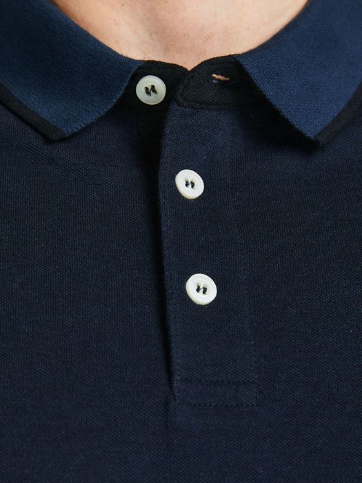Jack & Jones JACK & JONES Herren + Fit Polo Shirt Kurzarm Pique Hemd – Navy, Bild 4