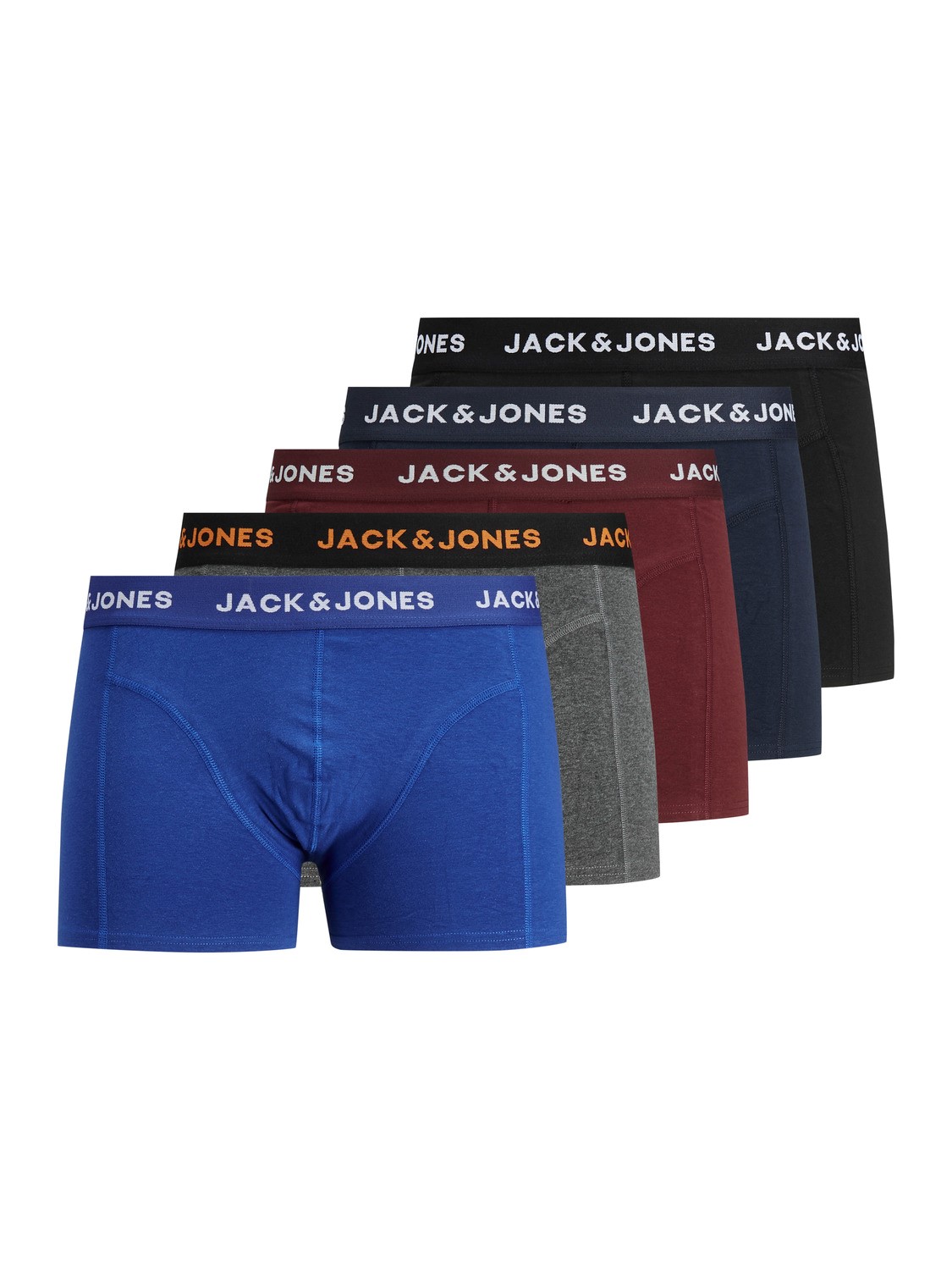 Jack & Jones Herren Jack & Jones Boxershorts 5er Pack Trunks Stretch Unterhose JACHUEY – Schwarz-Navy-Grau, Bild 1