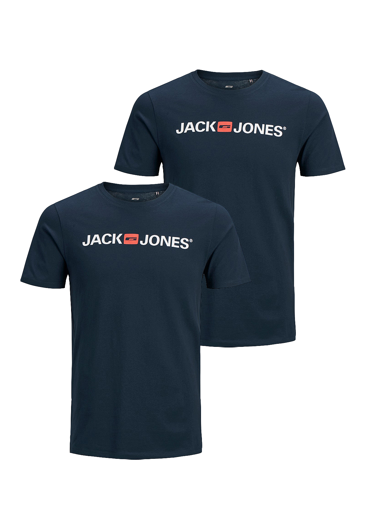 Jack & Jones JACK & JONES Rundhals T-Shirt 2-er Stück Pack Kurzarm Shirt – Dunkelblau, Bild 1